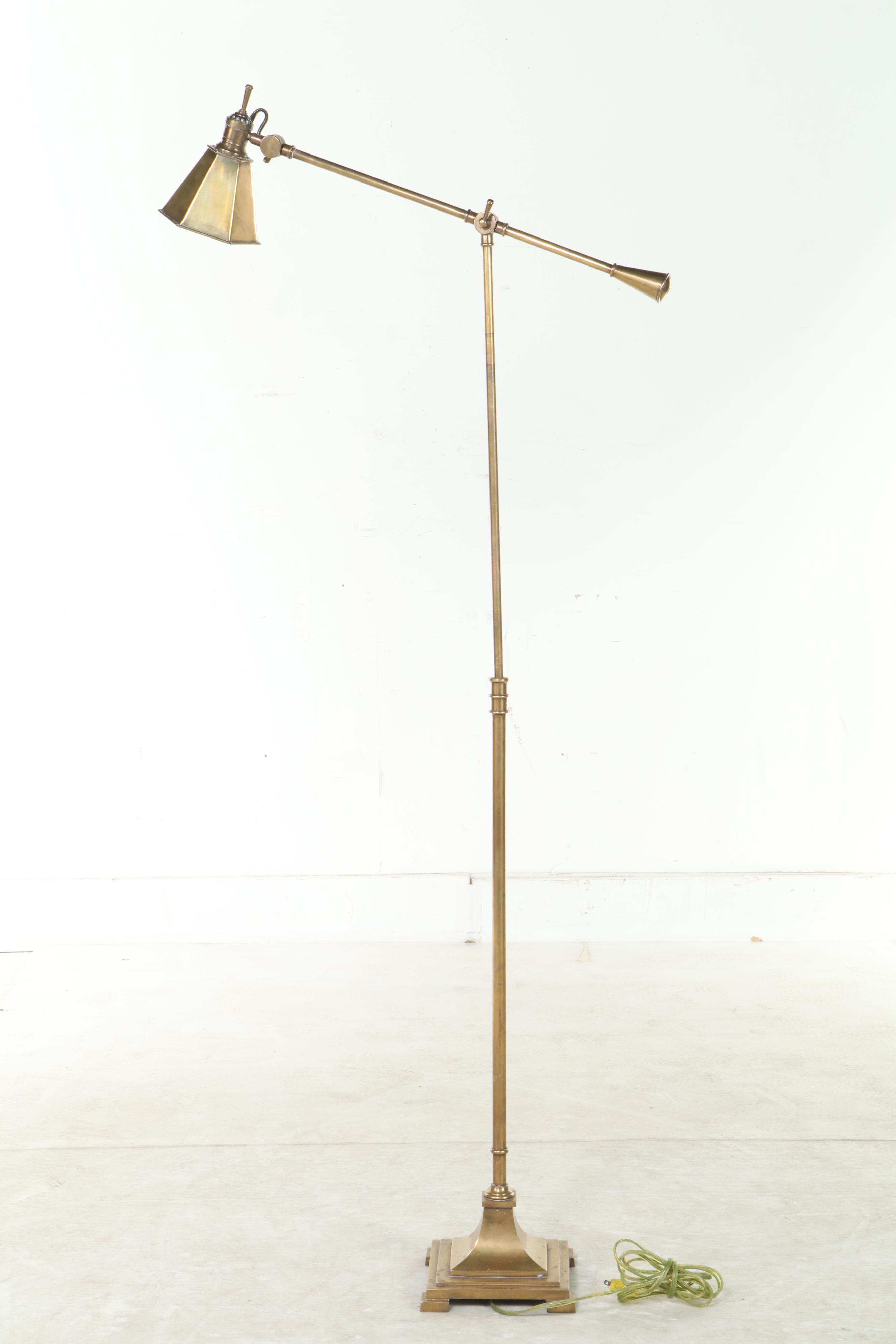 Brass Floor Lamp with Adjustable-Arm
