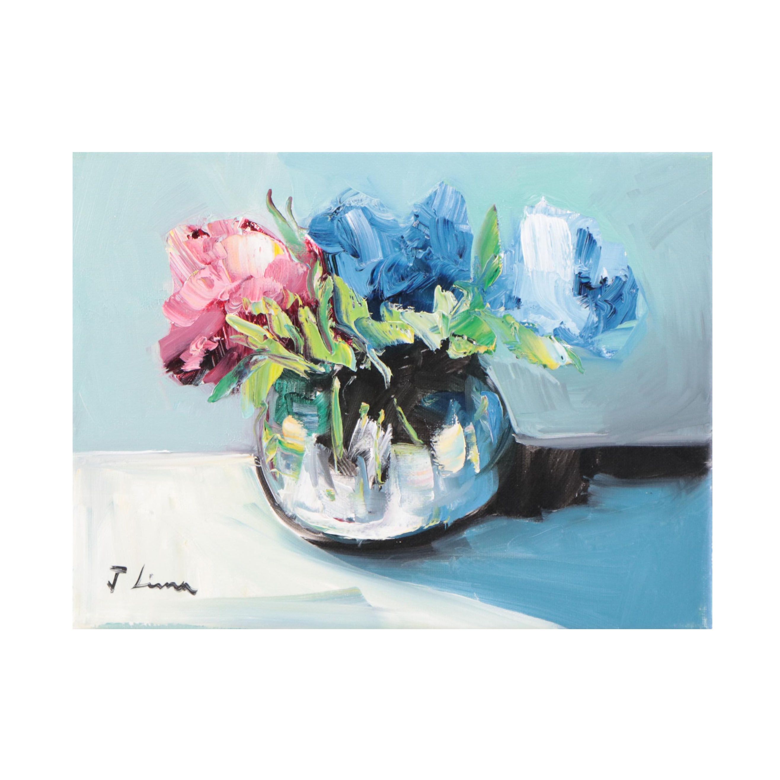 José M. Lima Floral Still Life Oil Painting, 2022