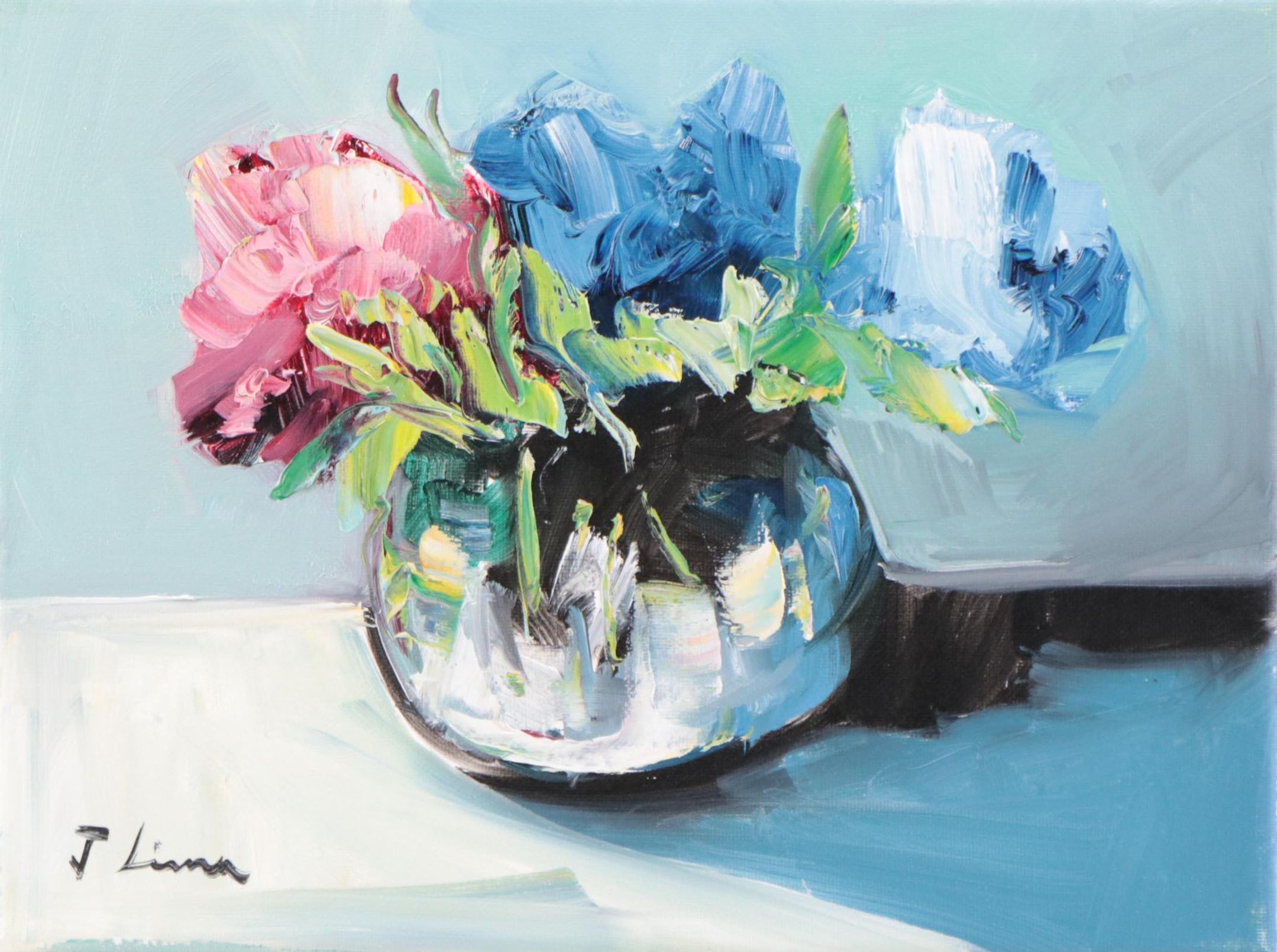 José M. Lima Floral Still Life Oil Painting, 2022