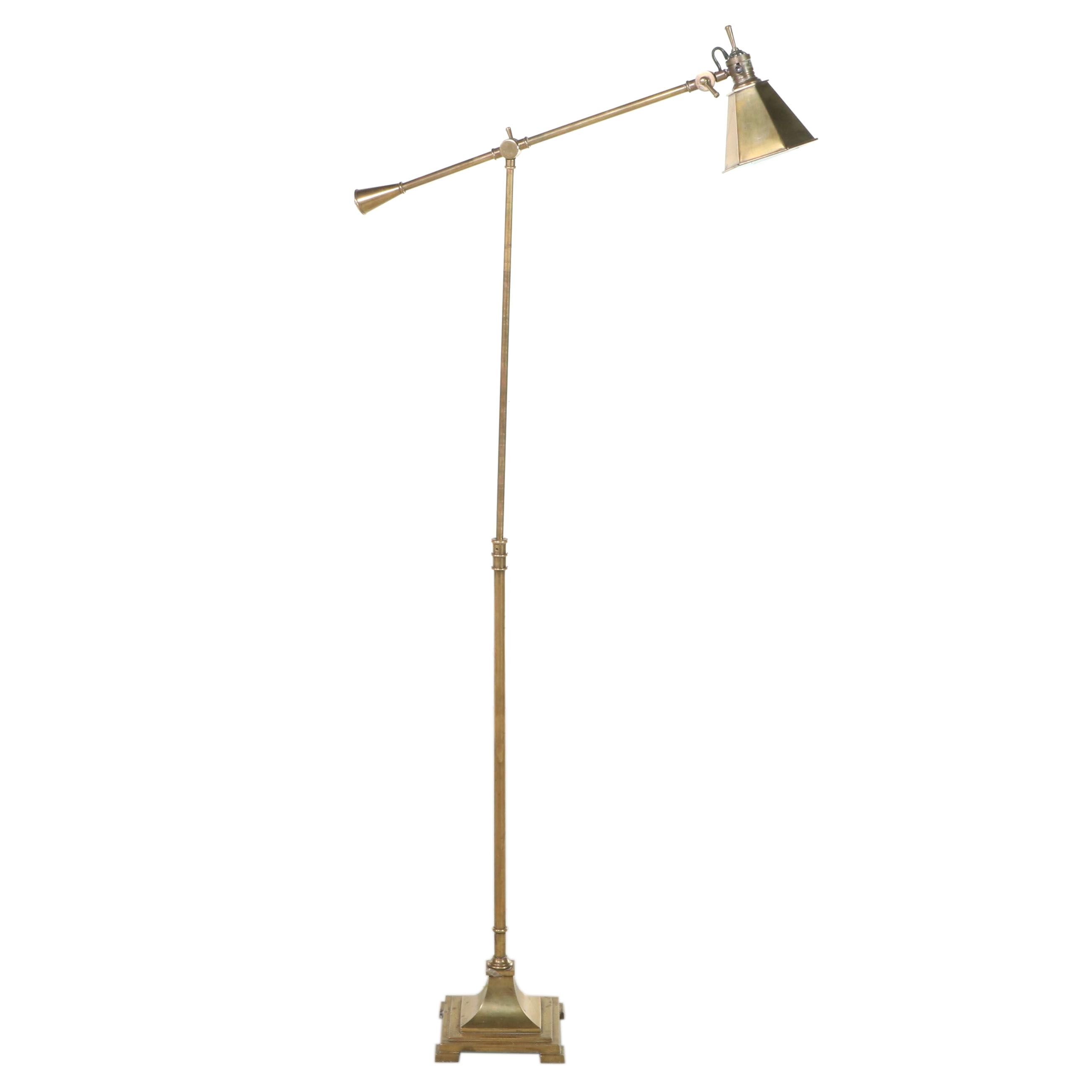 Brass Floor Lamp with Adjustable-Arm