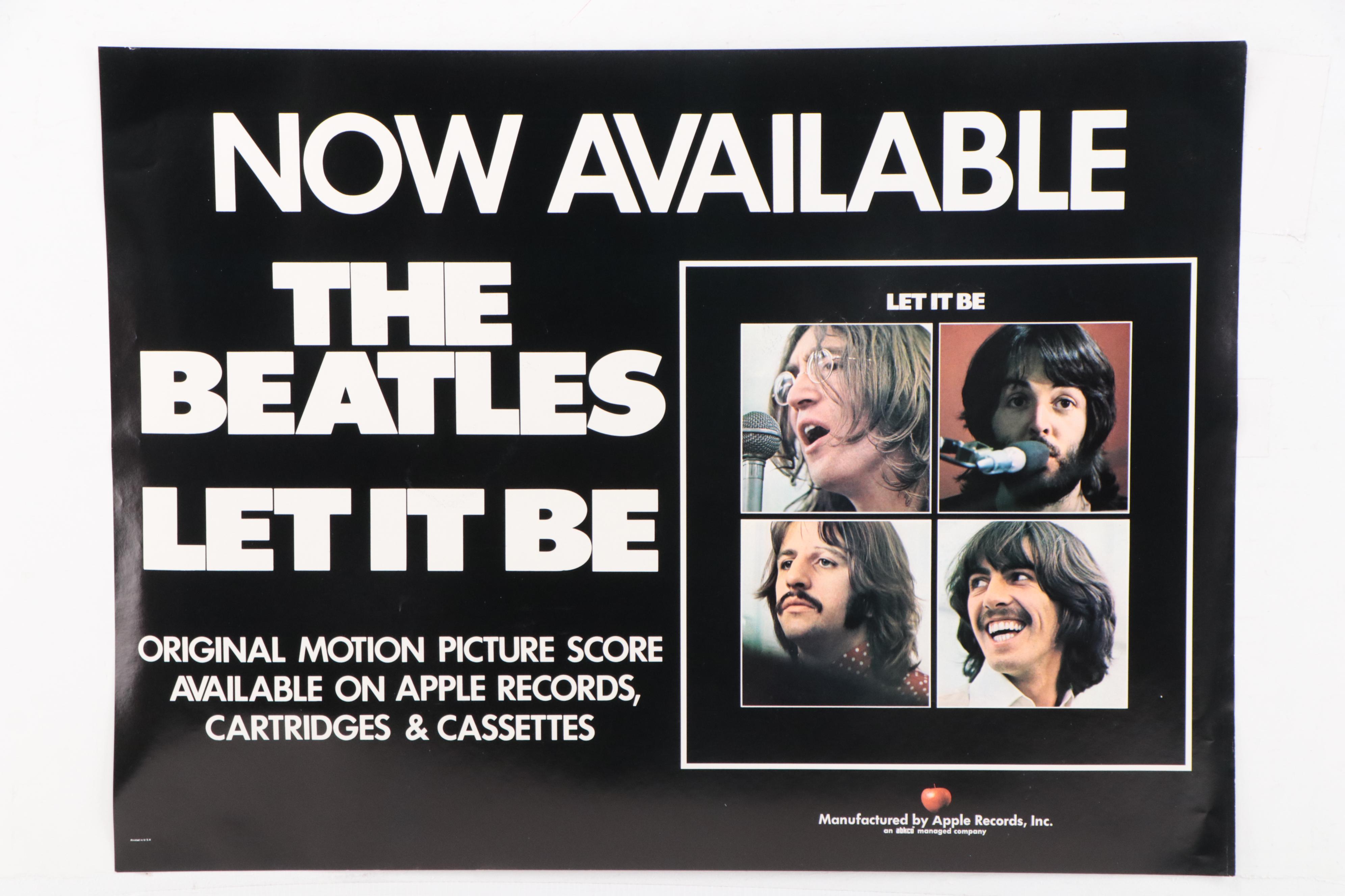 Promotional Poster for The Beatles "Let It Be," 1970