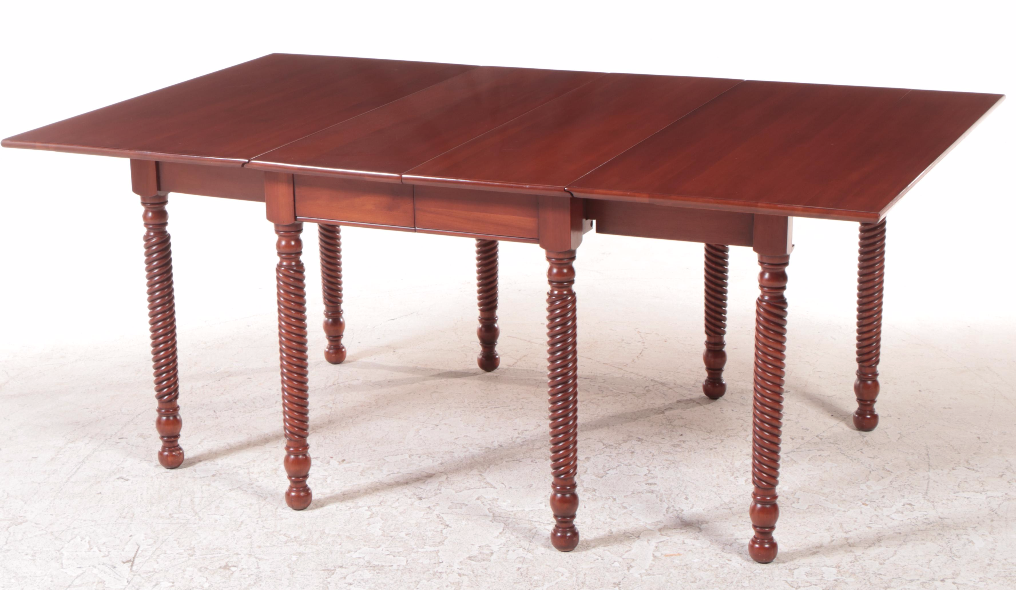 Cherry Drop-Leaf Dining Set with Rose-Carved Chairs