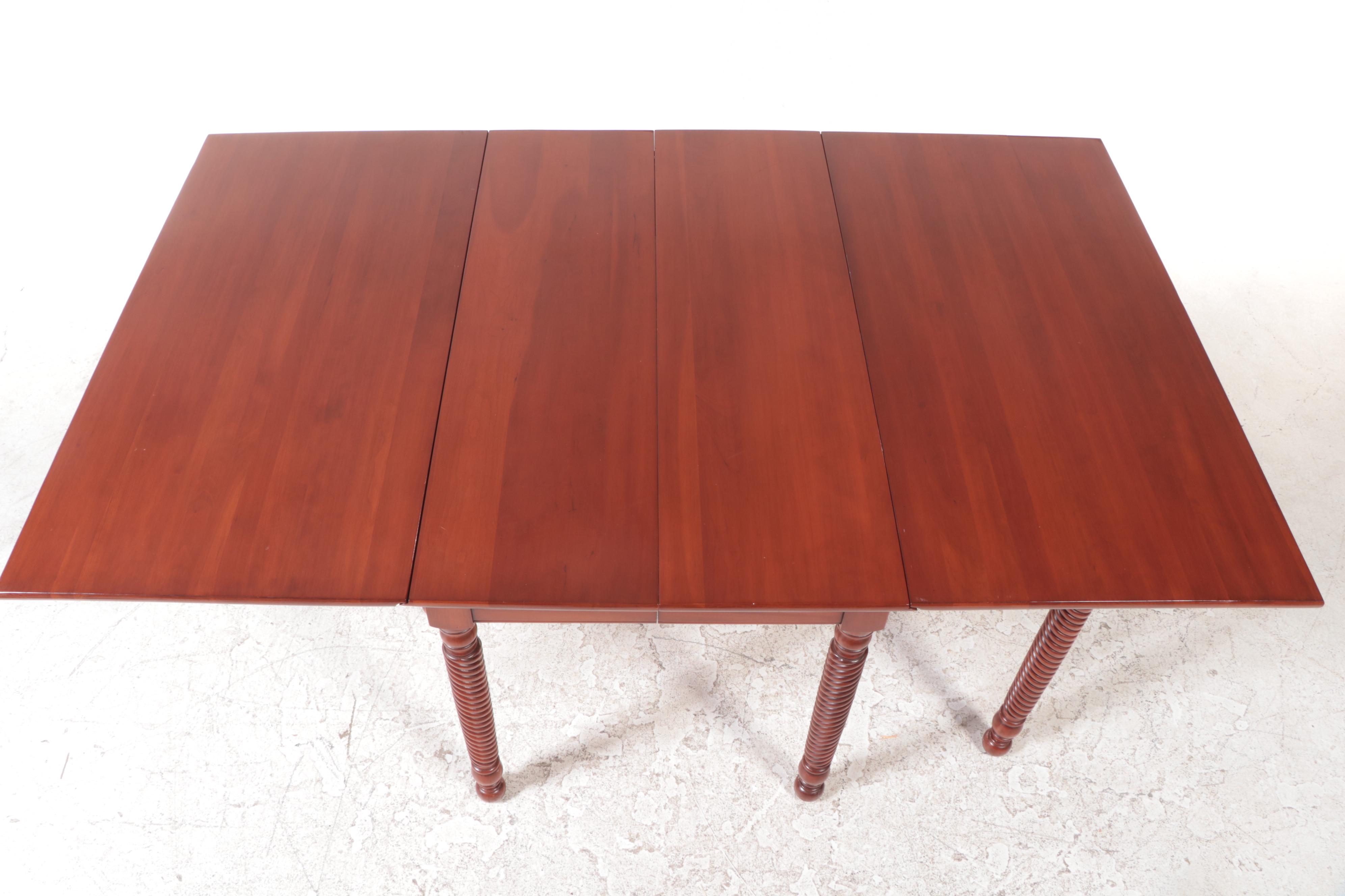 Cherry Drop-Leaf Dining Set with Rose-Carved Chairs