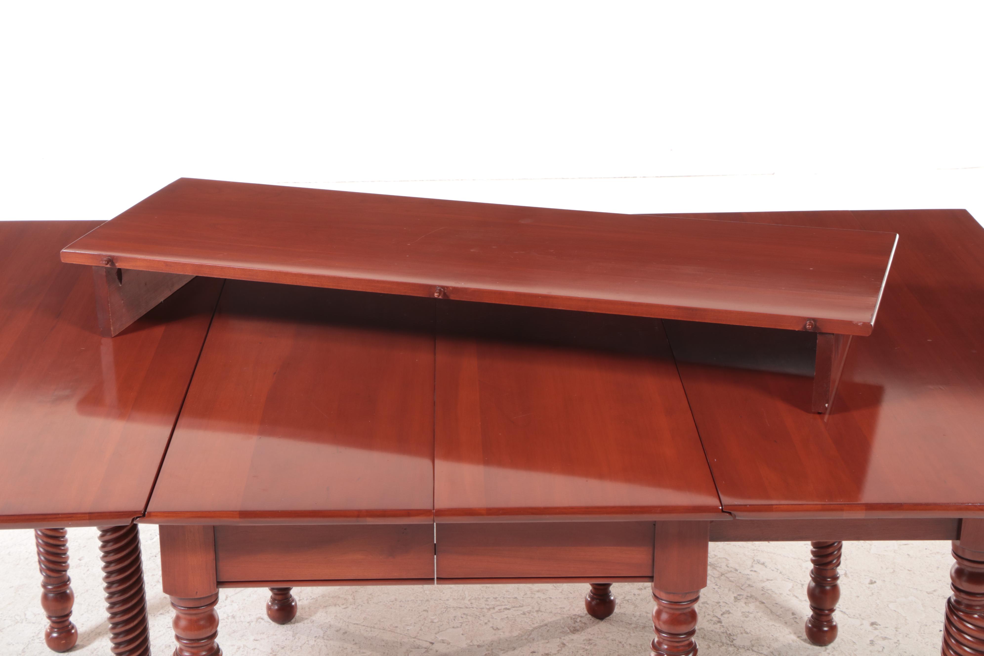 Cherry Drop-Leaf Dining Set with Rose-Carved Chairs