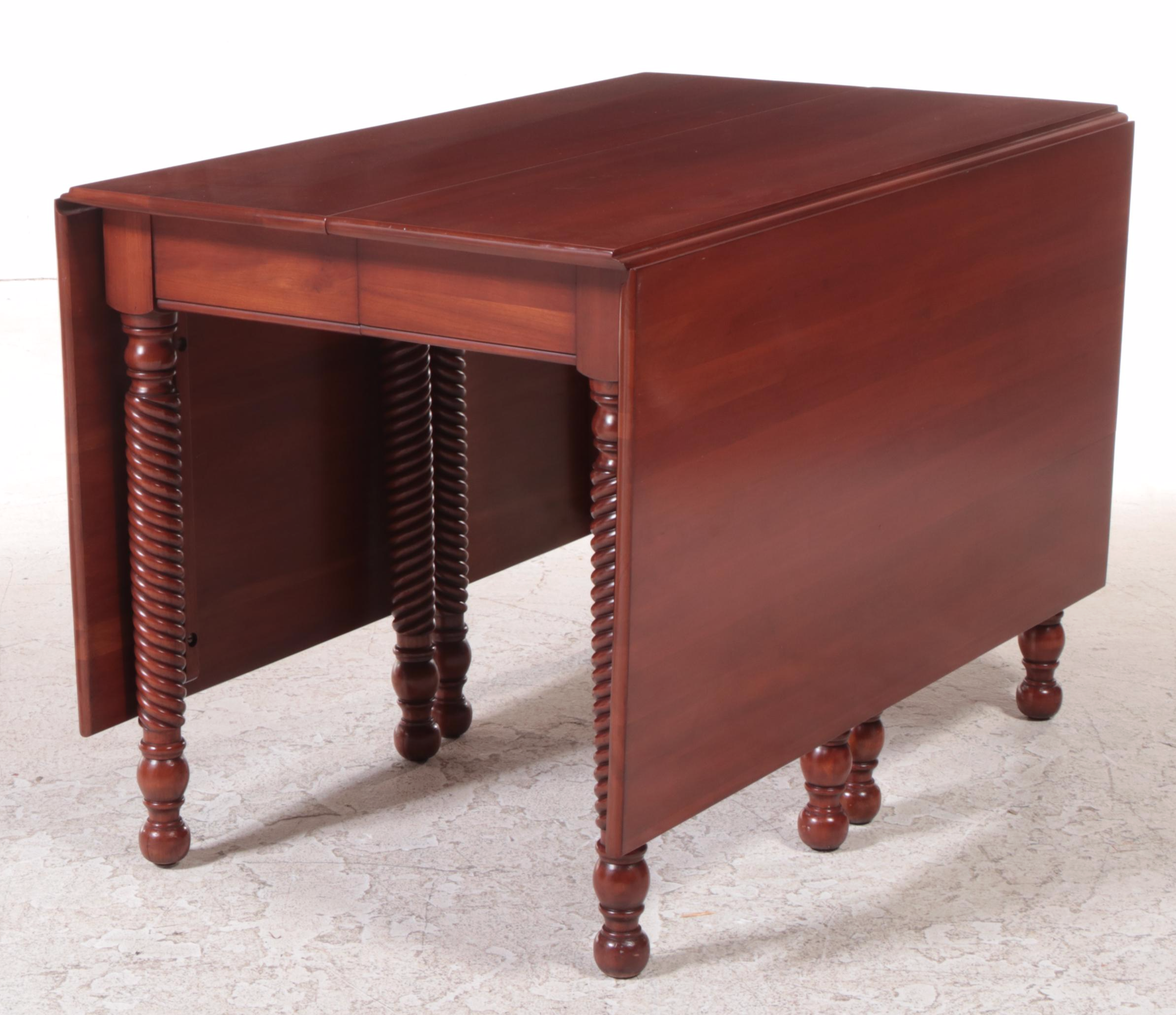 Cherry Drop-Leaf Dining Set with Rose-Carved Chairs