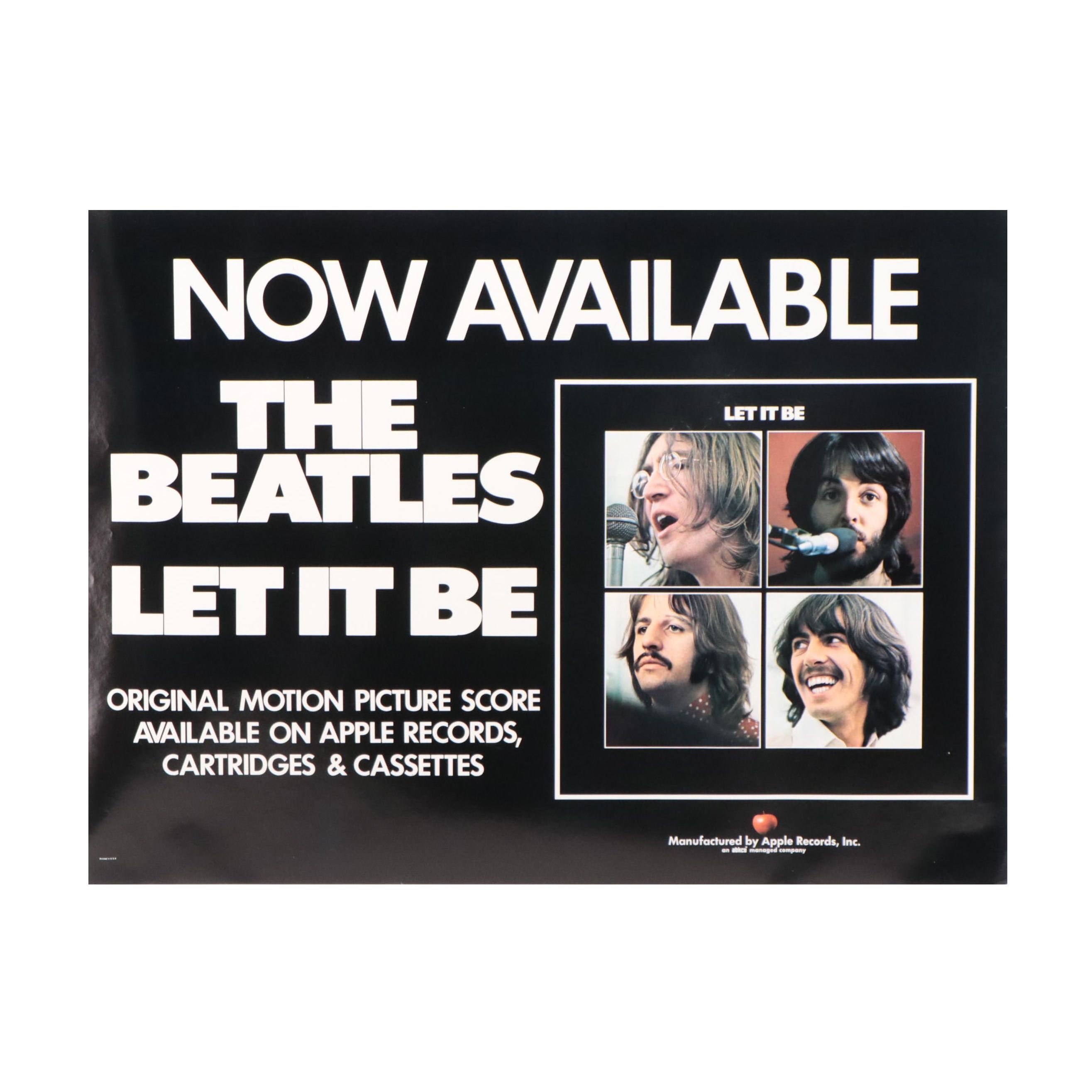 Promotional Poster for The Beatles "Let It Be," 1970