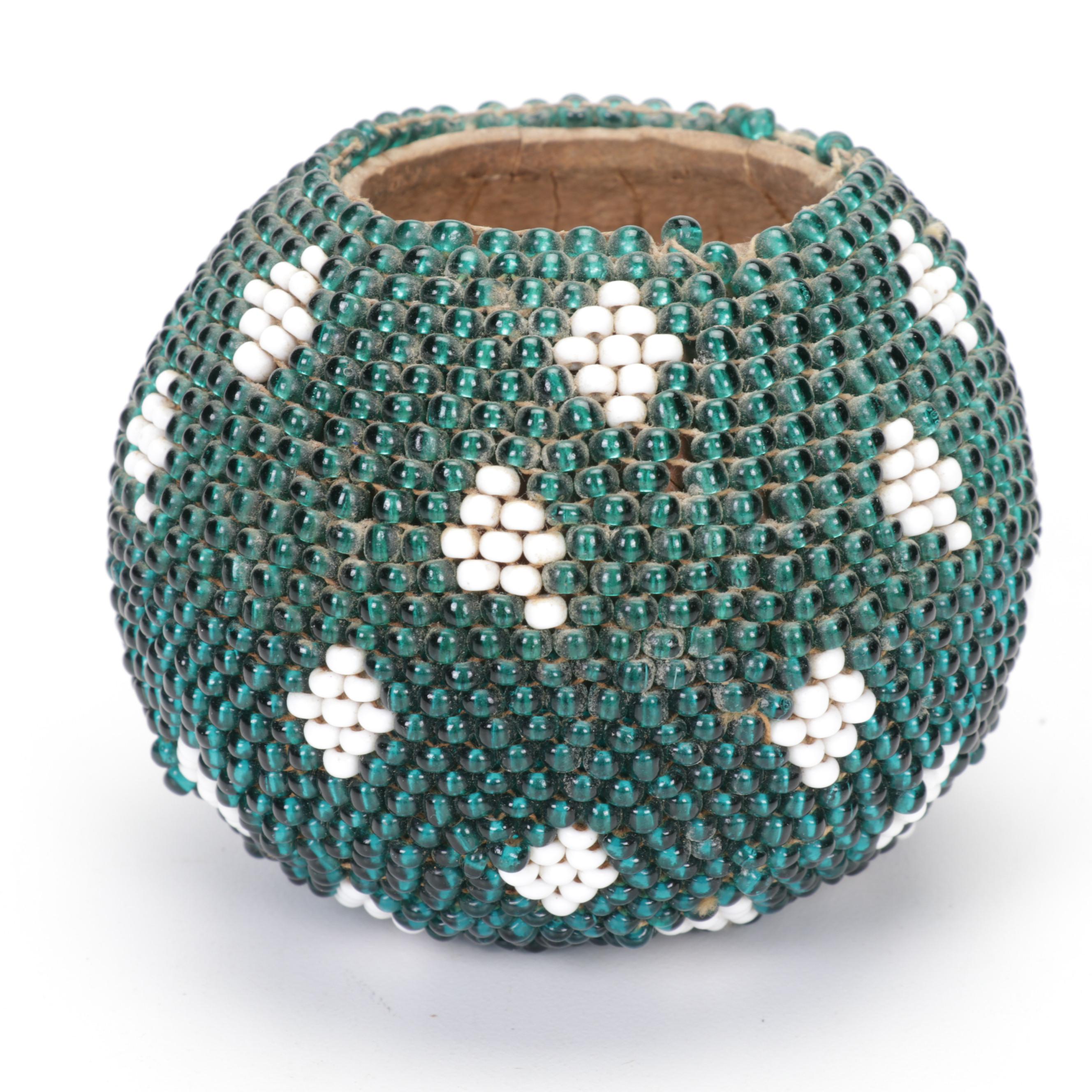 Native American Beaded Buckskin Umbilical Cord Pouch, Projectile Points, & More