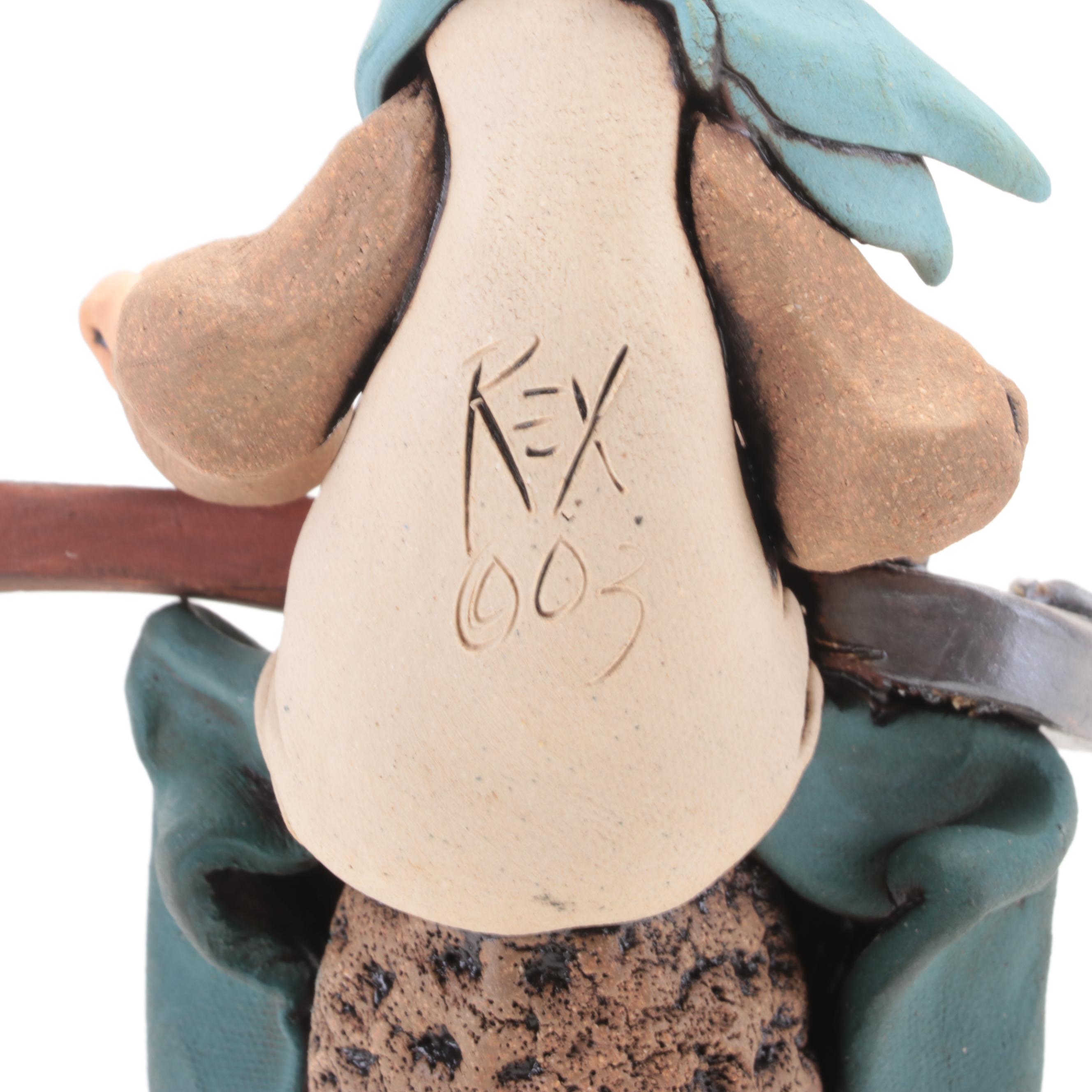 Signed Rex Benson Stoneware Cowboy Figurines