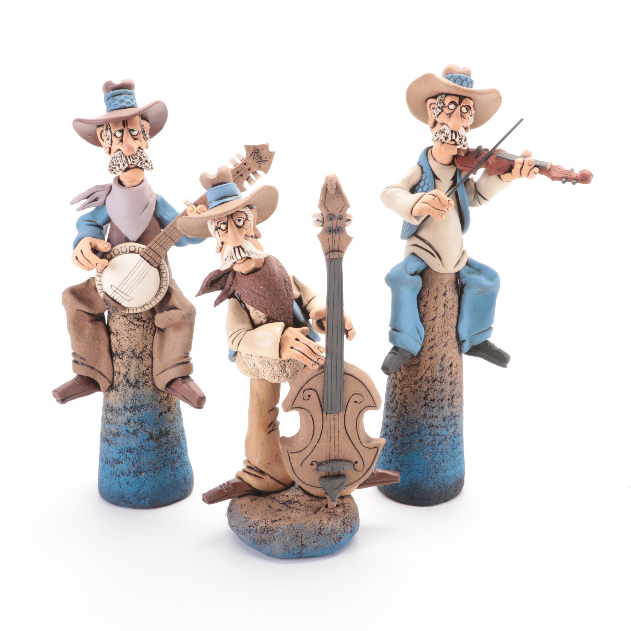 Signed Rex Benson Stoneware Cowboy Figurines