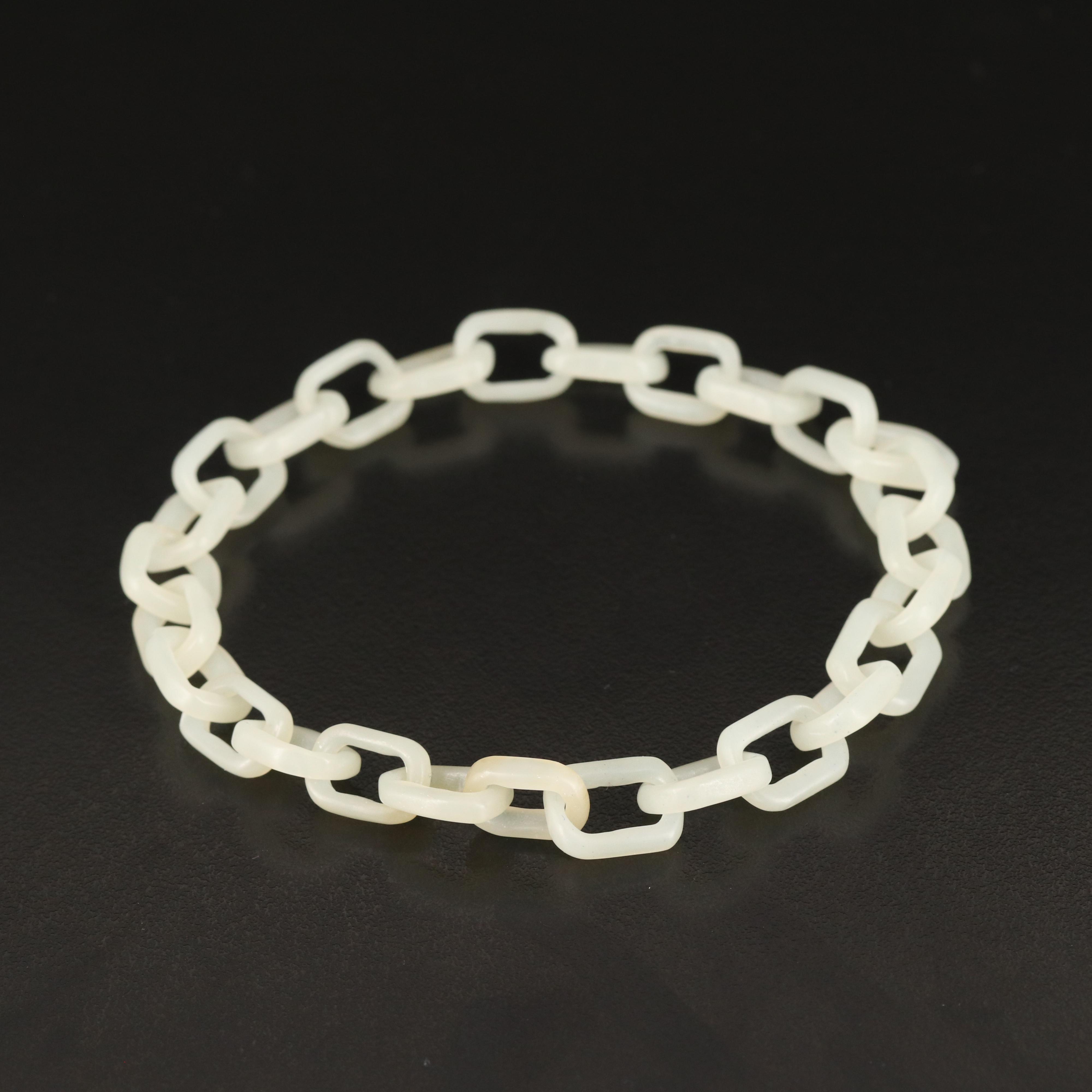 Carved Serpentine Cable Chain Link Bracelet