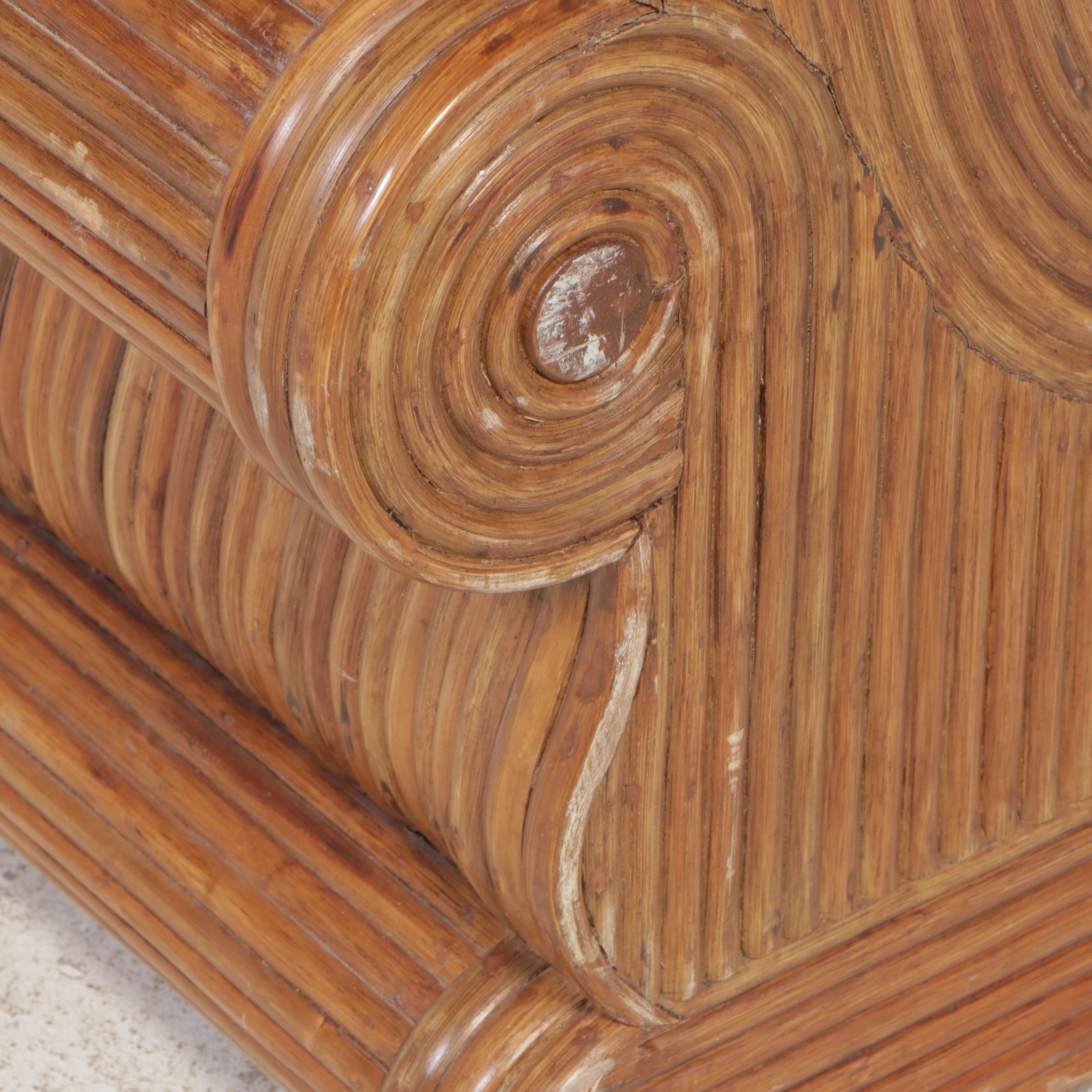 Twin-Size Rattan Sleigh Bed