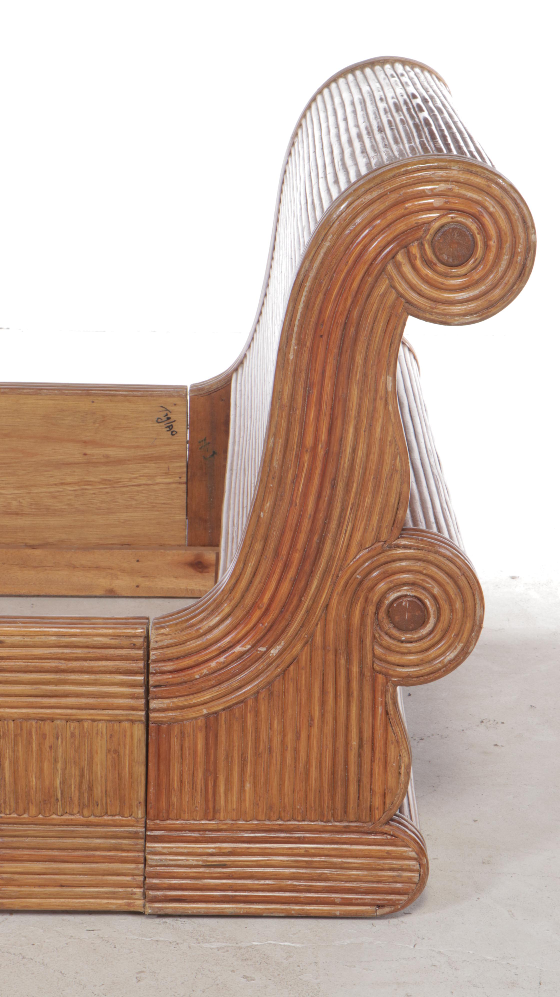 Twin-Size Rattan Sleigh Bed