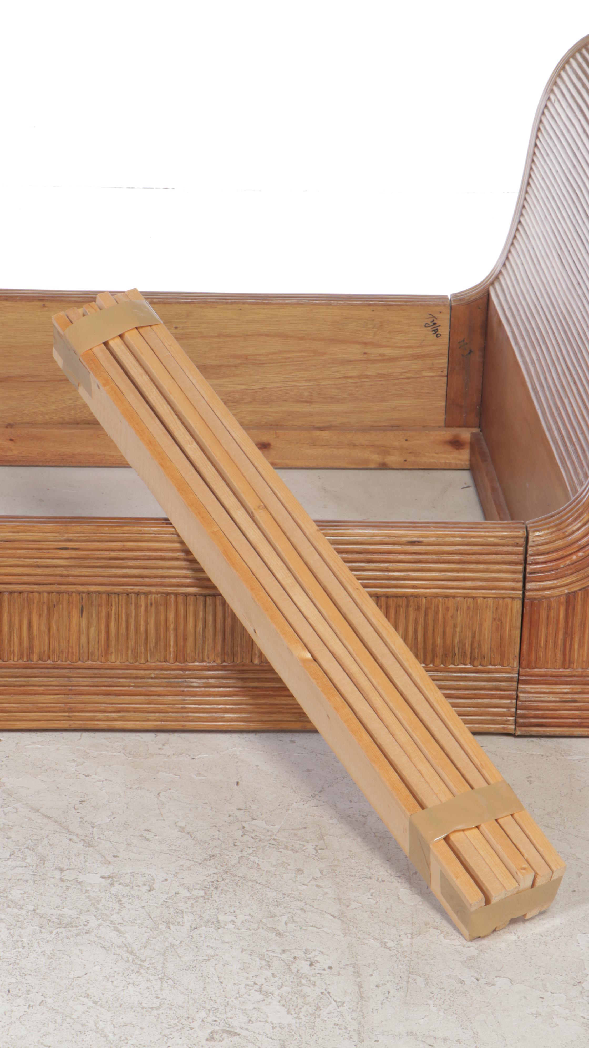 Twin-Size Rattan Sleigh Bed