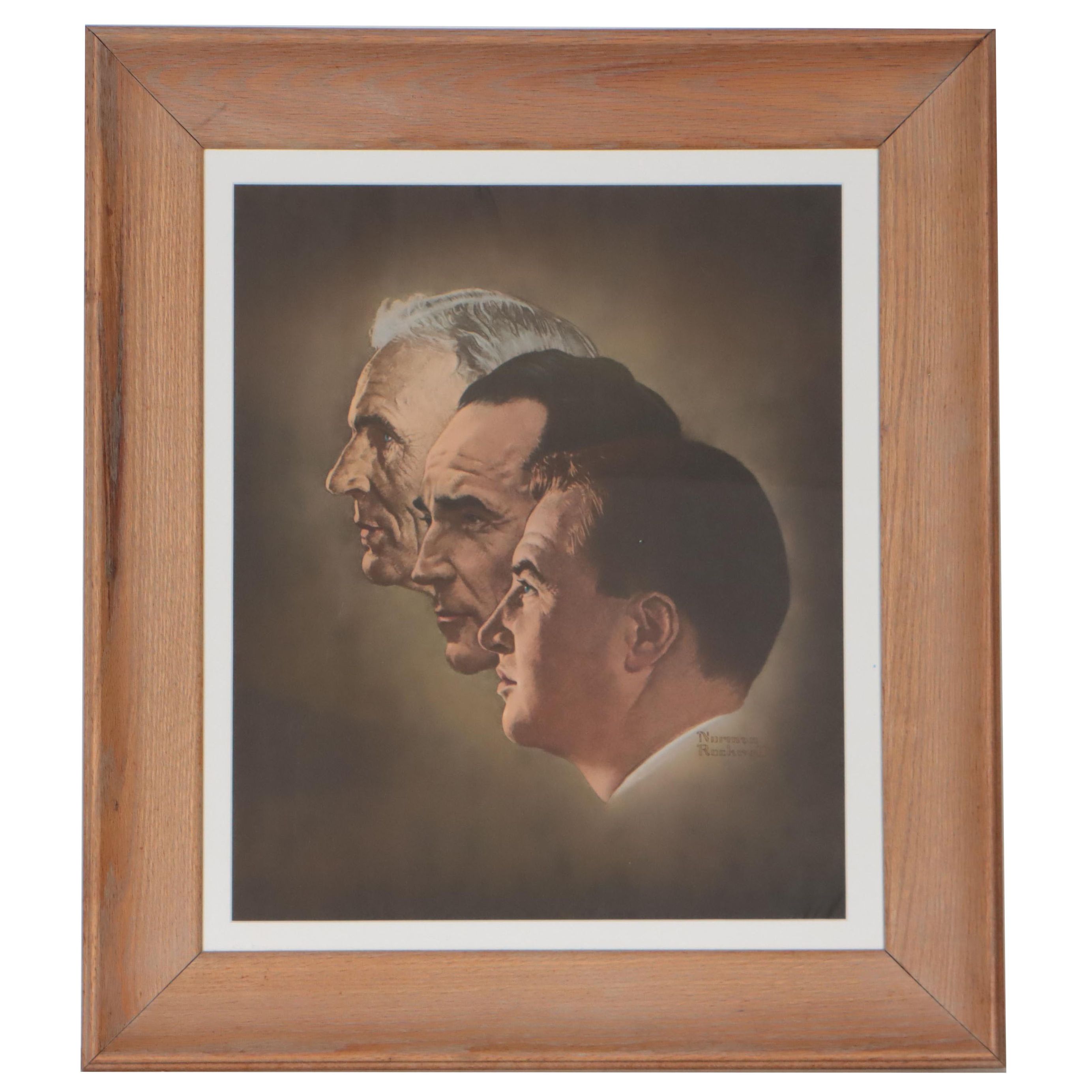 Offset Lithograph After Norman Rockwell "Ford, Three Generations, 1953"