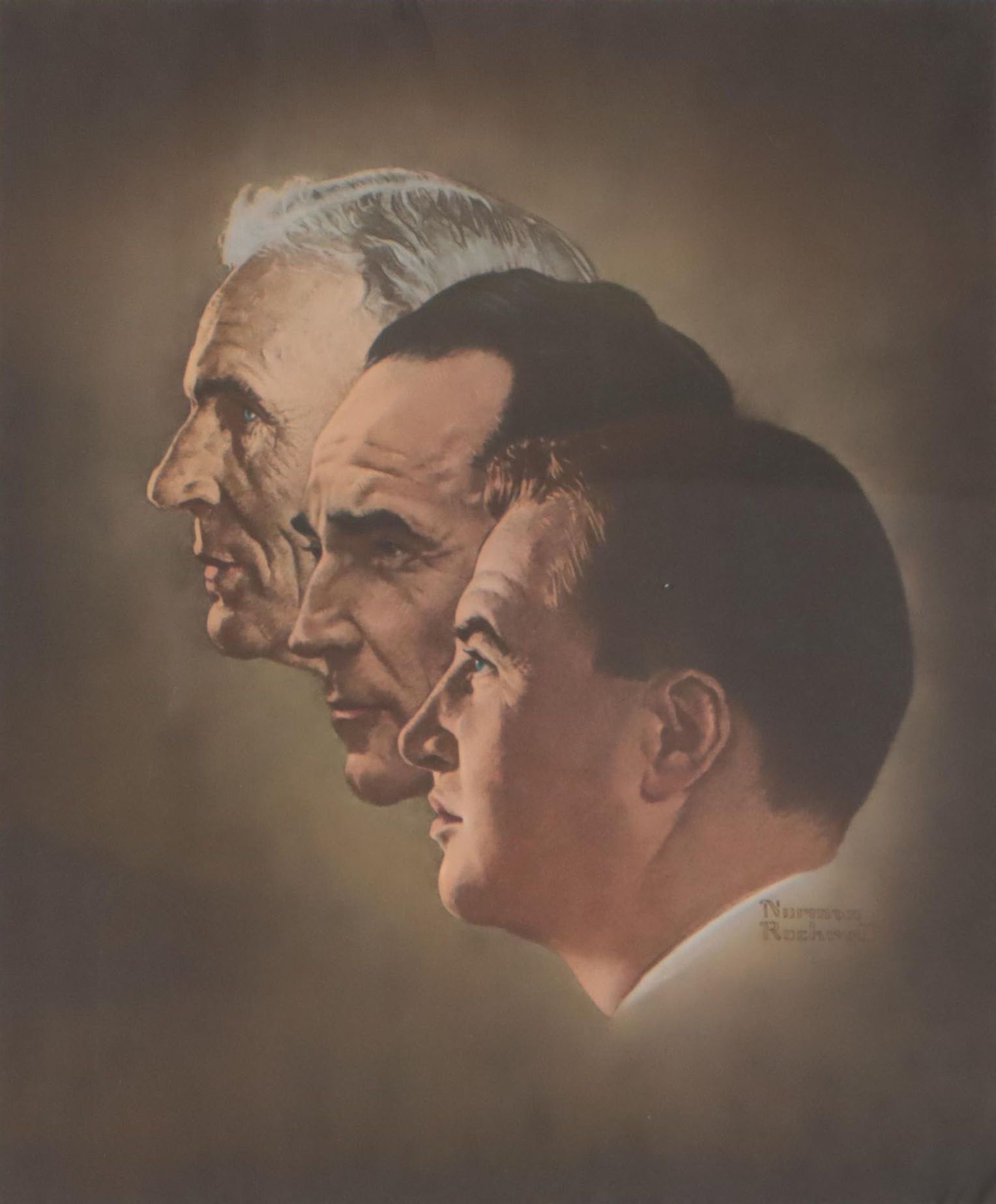Offset Lithograph After Norman Rockwell "Ford, Three Generations, 1953"