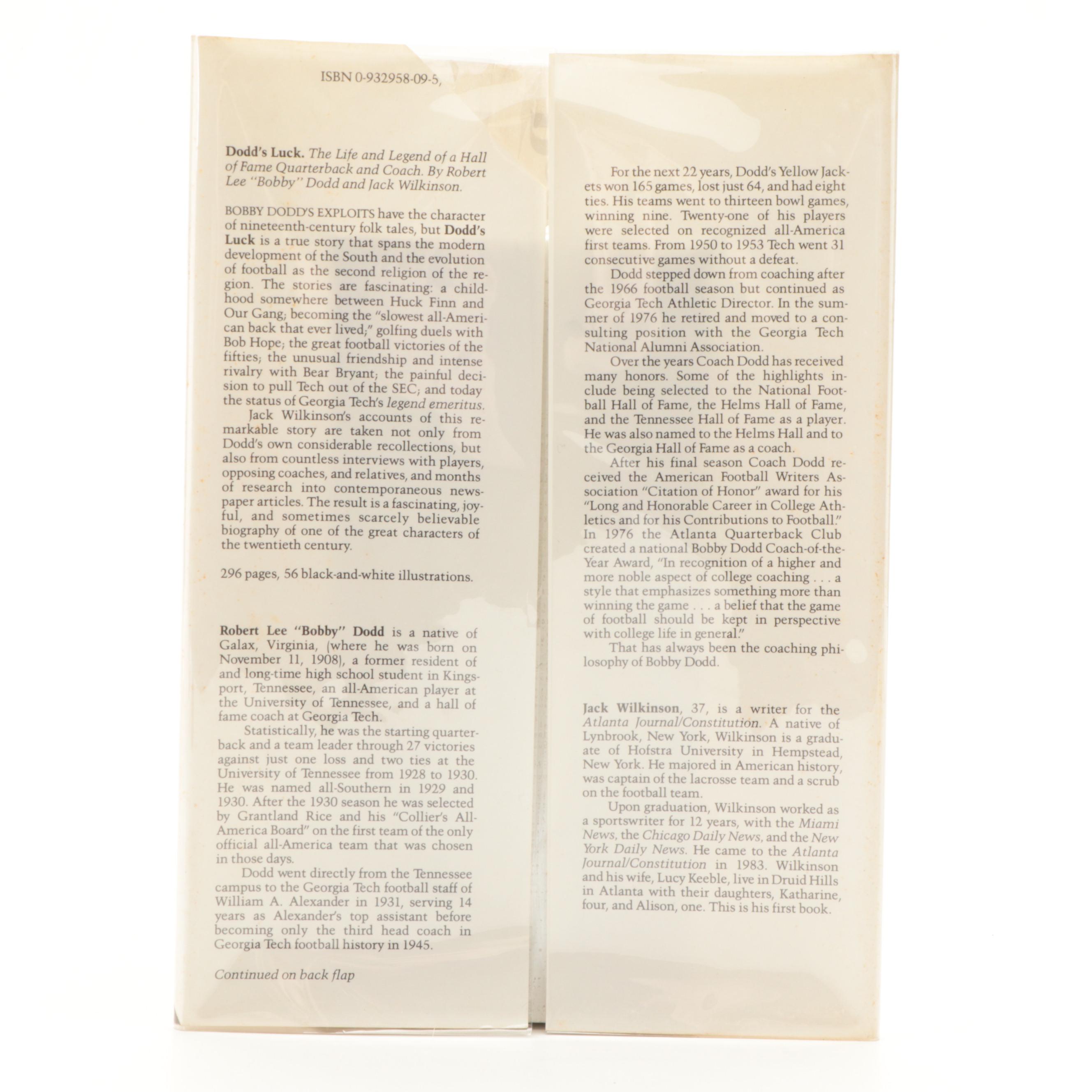 Signed "Dodd's Luck" by Robert Lee "Bobby" Dodd and Jack Wilkinson, 1987