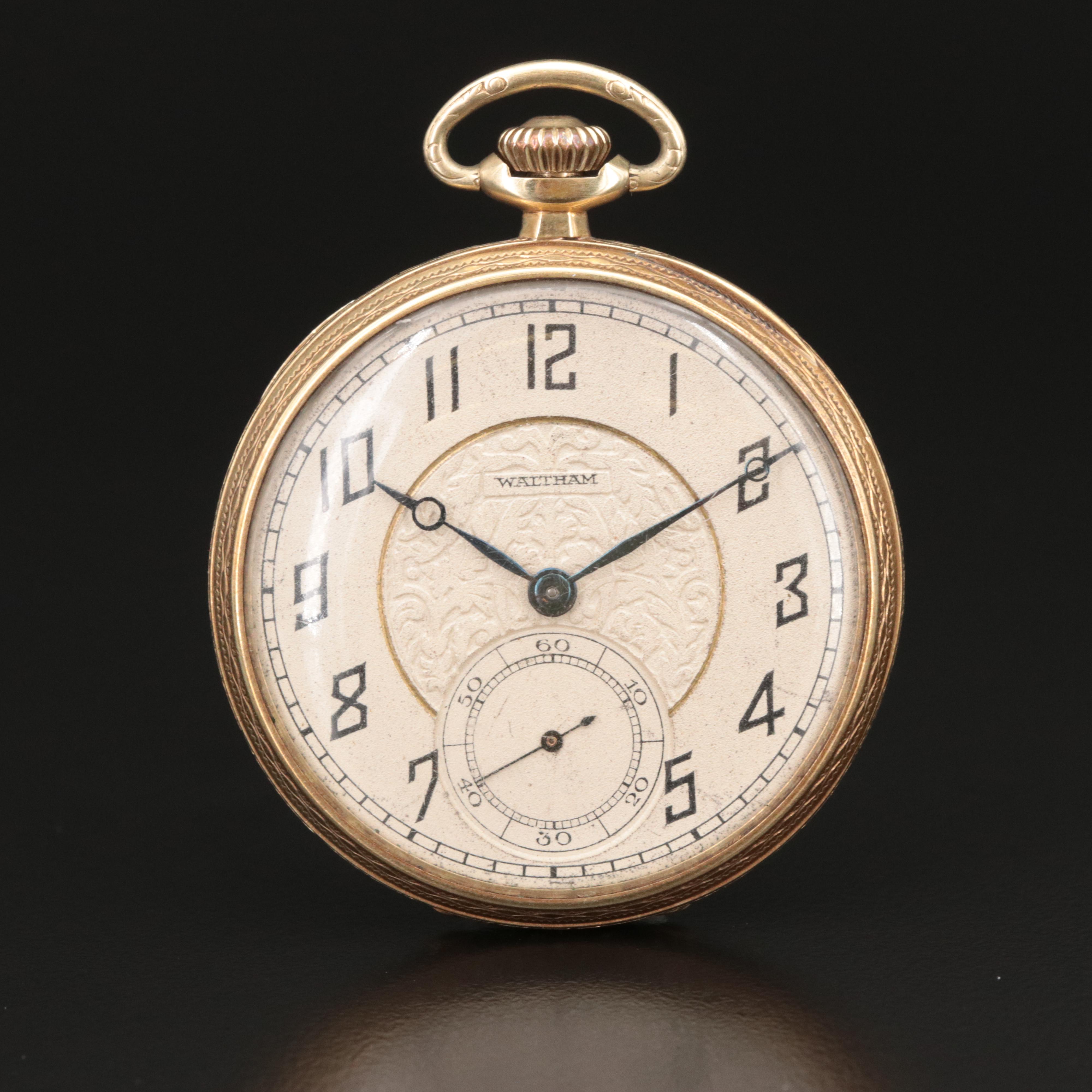 14K Waltham Open Face Pocket Watch