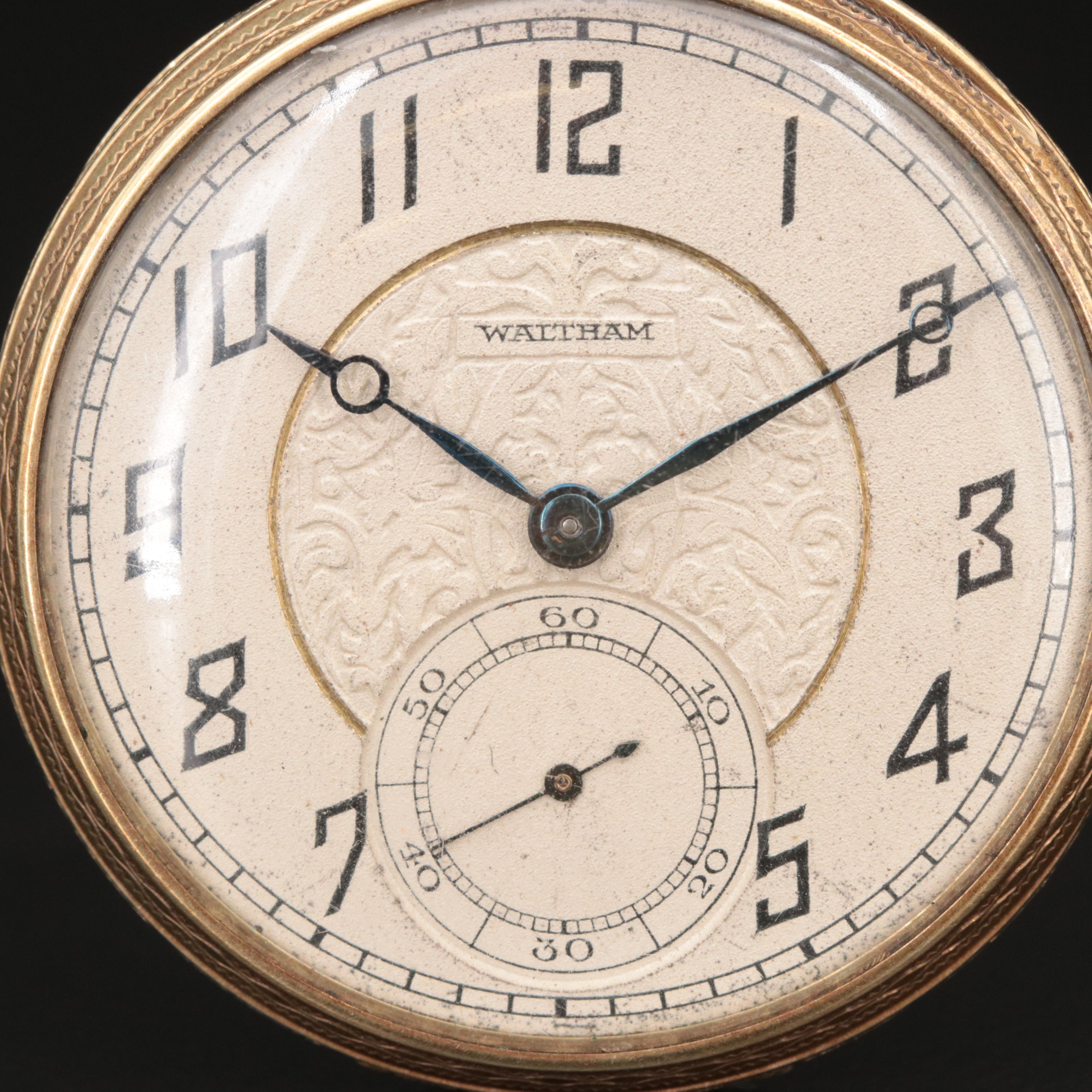 14K Waltham Open Face Pocket Watch