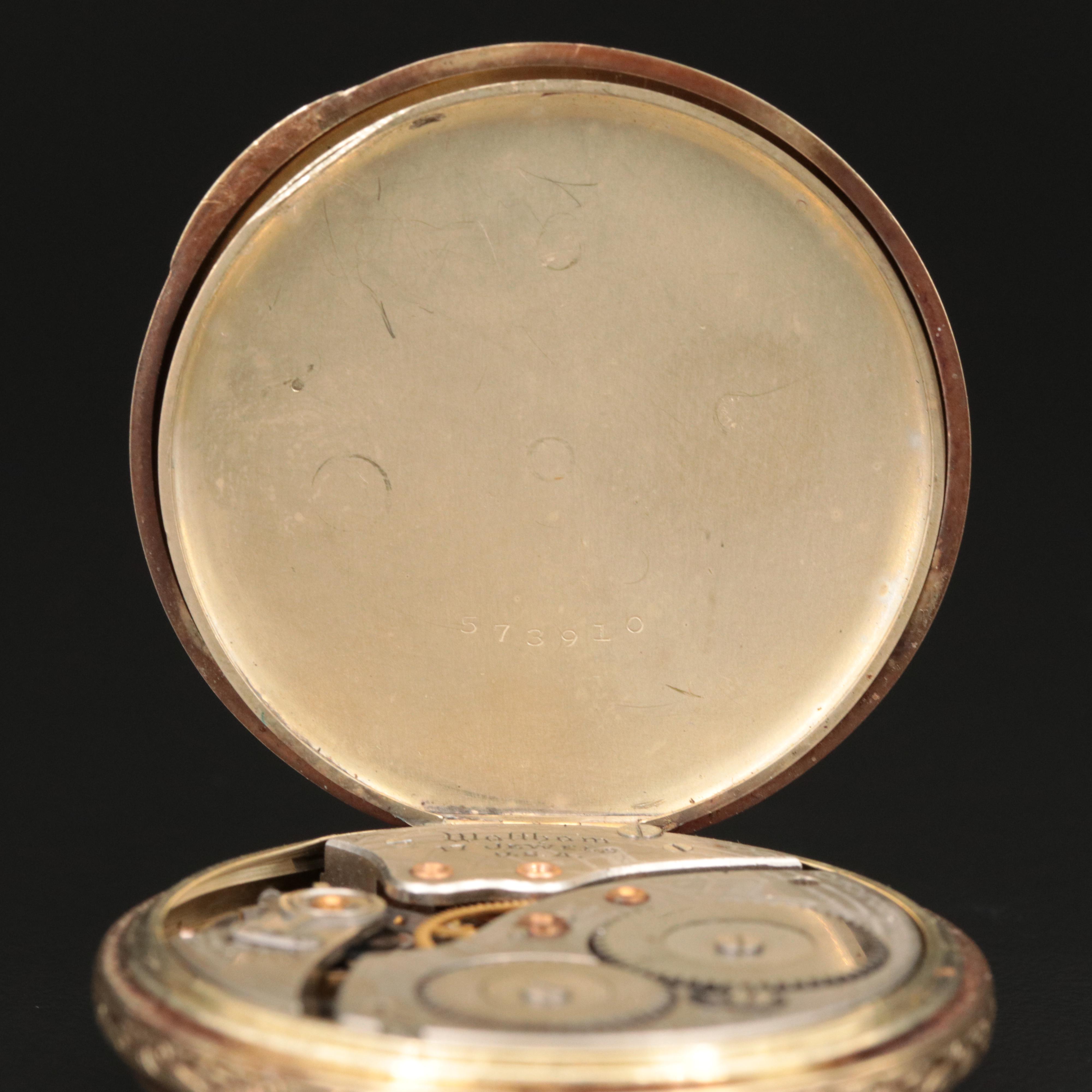 14K Waltham Open Face Pocket Watch