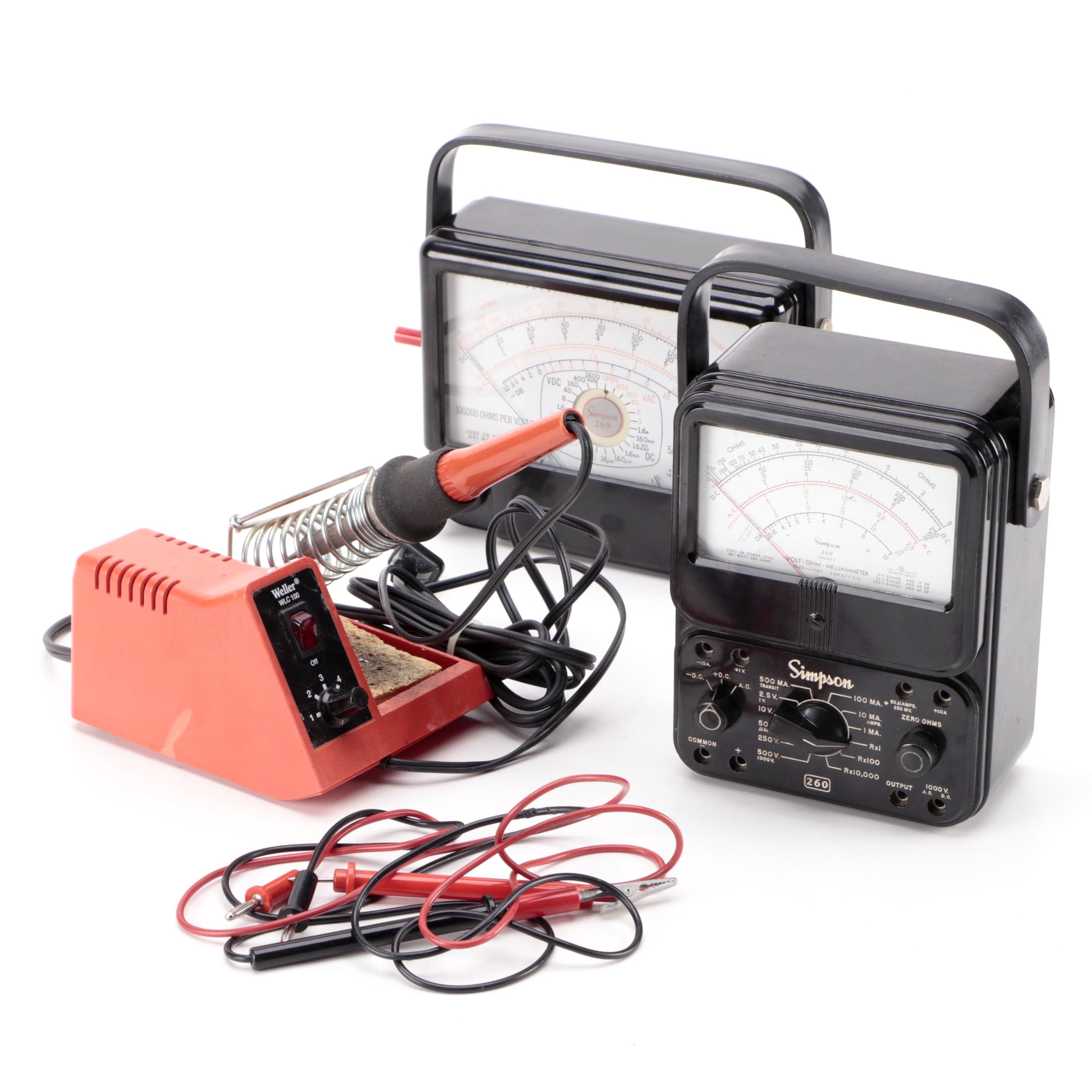Weller WLC100 Soldering Station with Simpson Electric Co. Volt-Ohm Meters