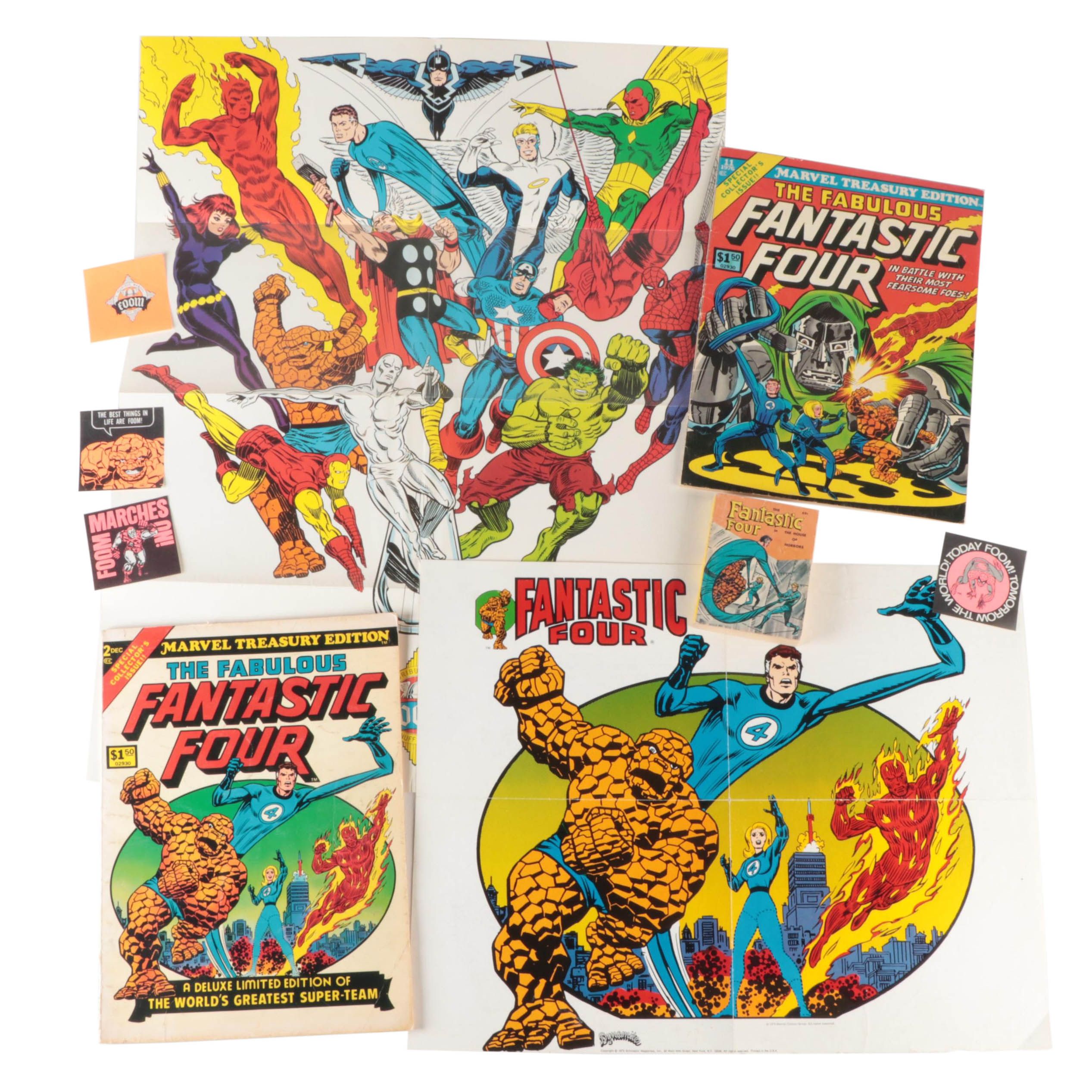 Marvel Fantastic Four Treasury Edition Comics, Big Little Book and FOOM Posters