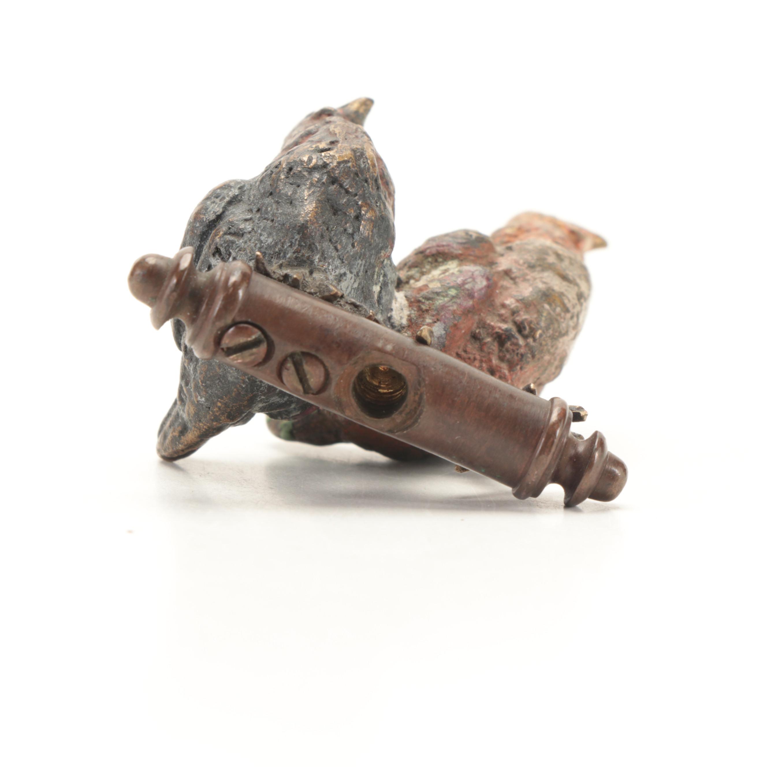 Cold Painted Austrian Bronzes with Hens, Rooster and Scratching Dog, Late 19th C