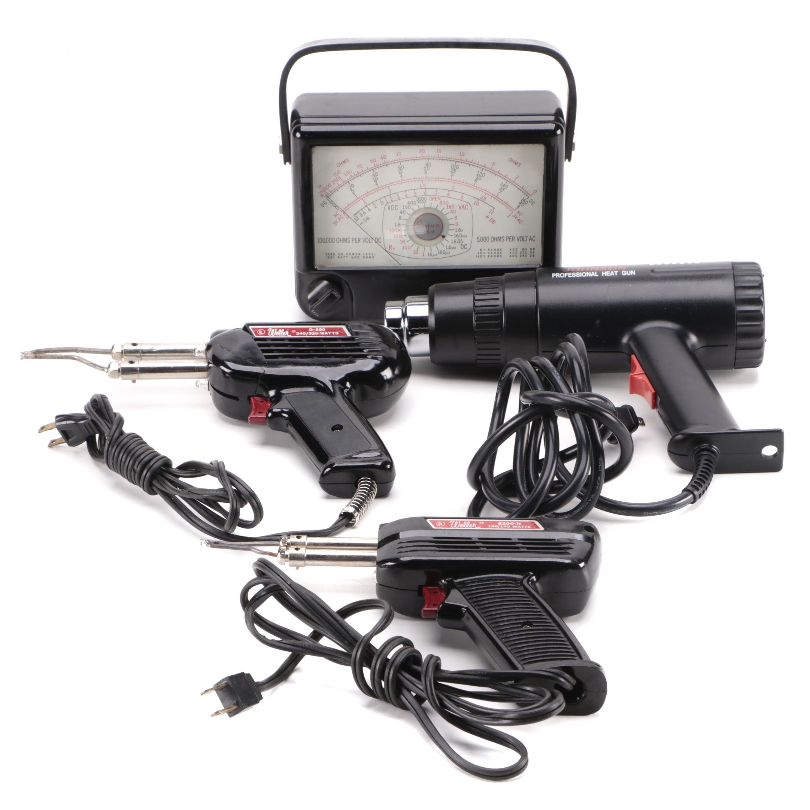 Simpson Model 269 Volt-Ohm Meter with Heat Gun and Soldering Tools
