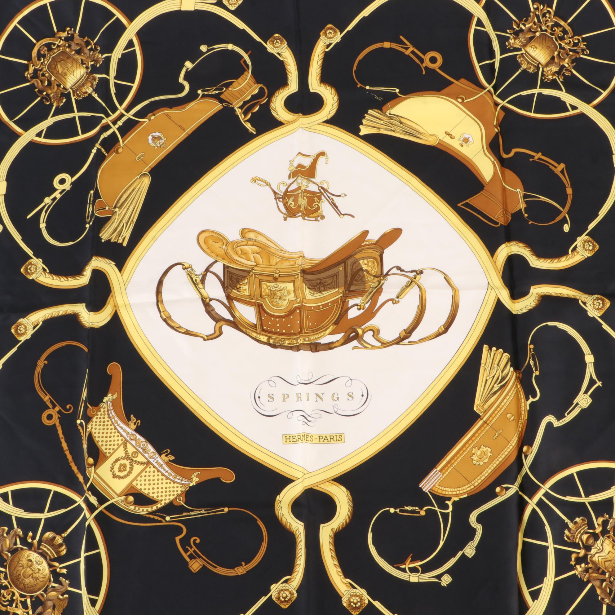 Hermès "Springs" Scarf 90 in Silk Twill