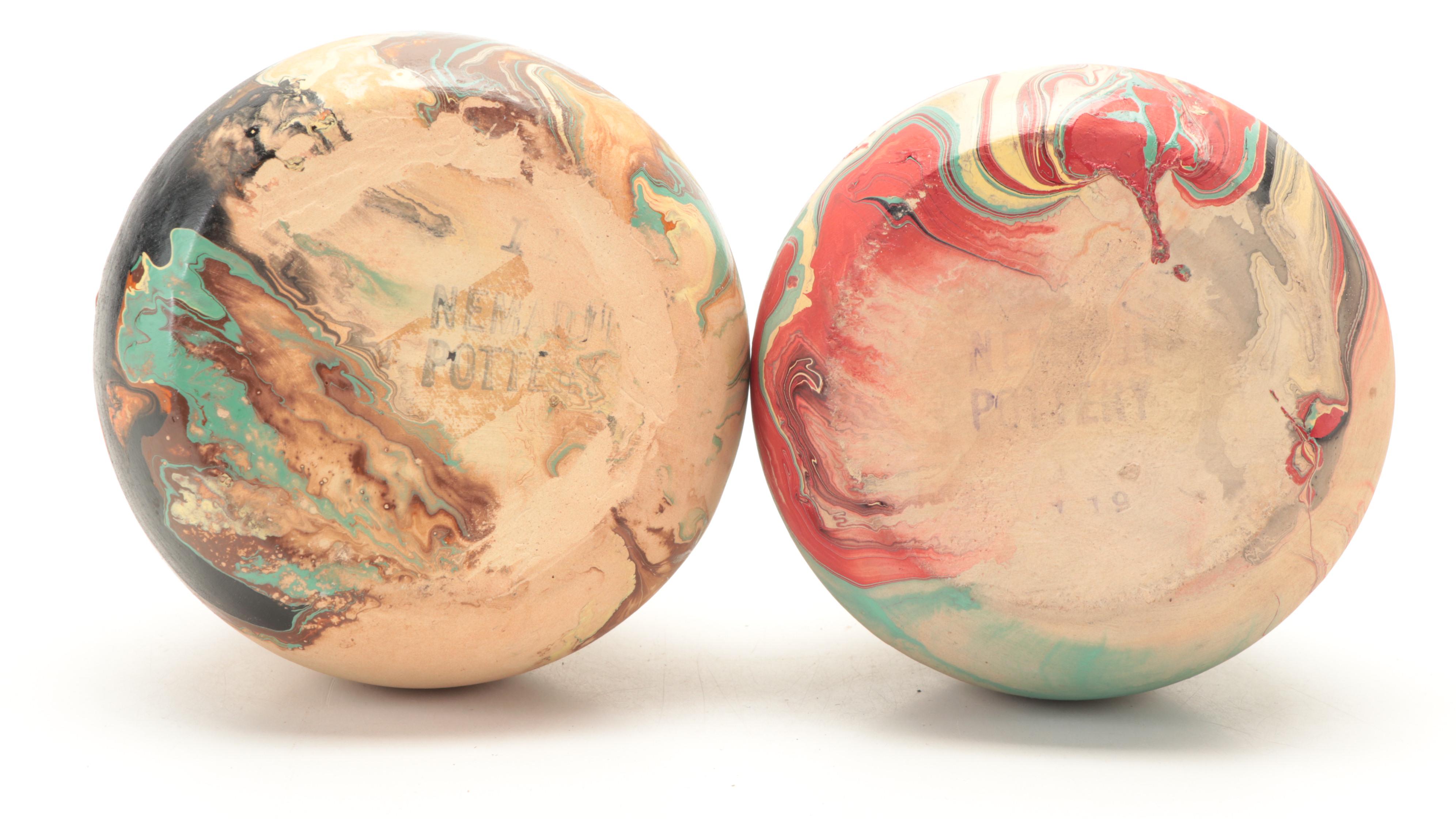 Nemadji Pottery and Other Hand-Painted Pottery Vases and Bowls