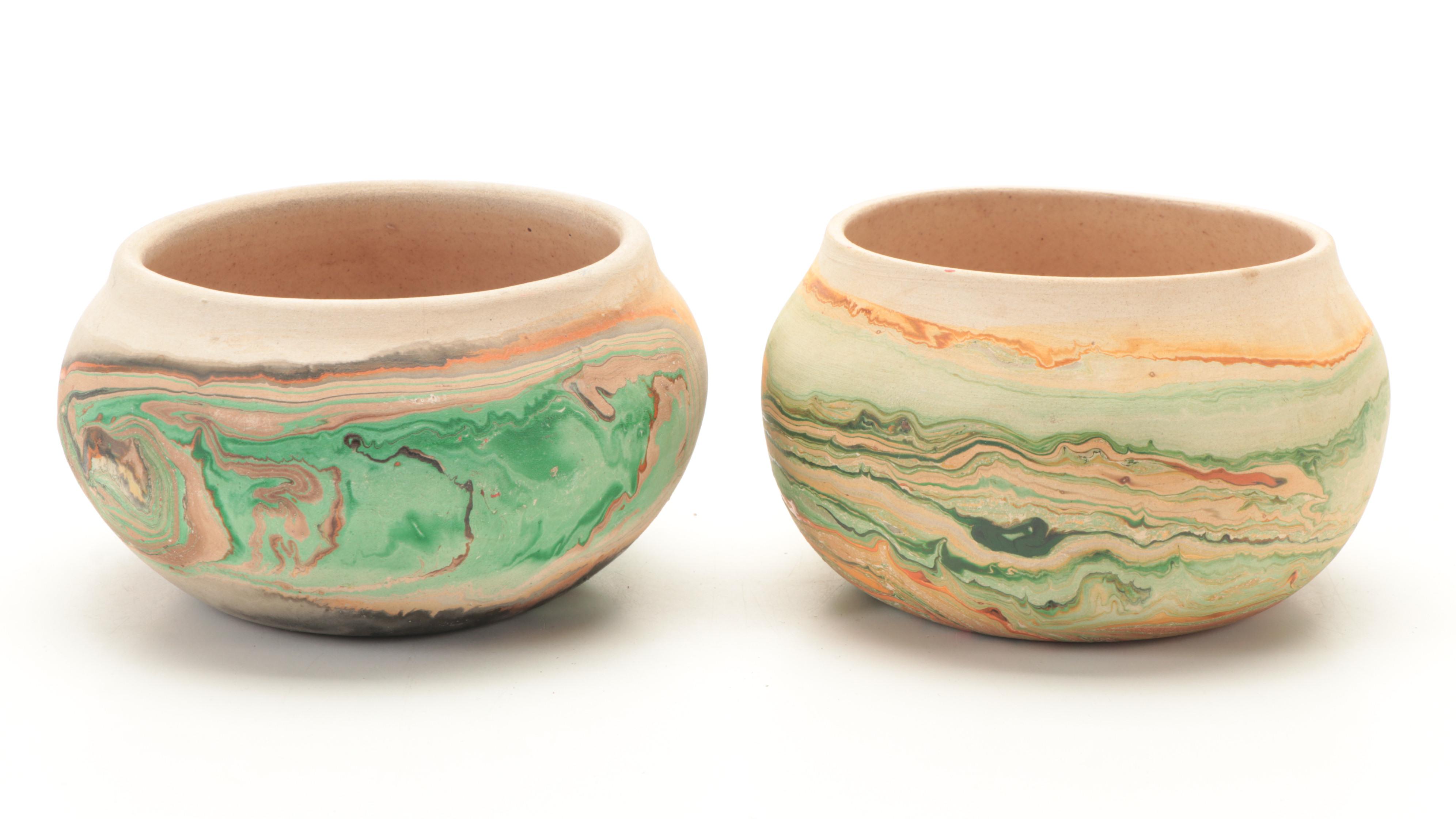 Nemadji Pottery and Other Hand-Painted Pottery Vases and Bowls