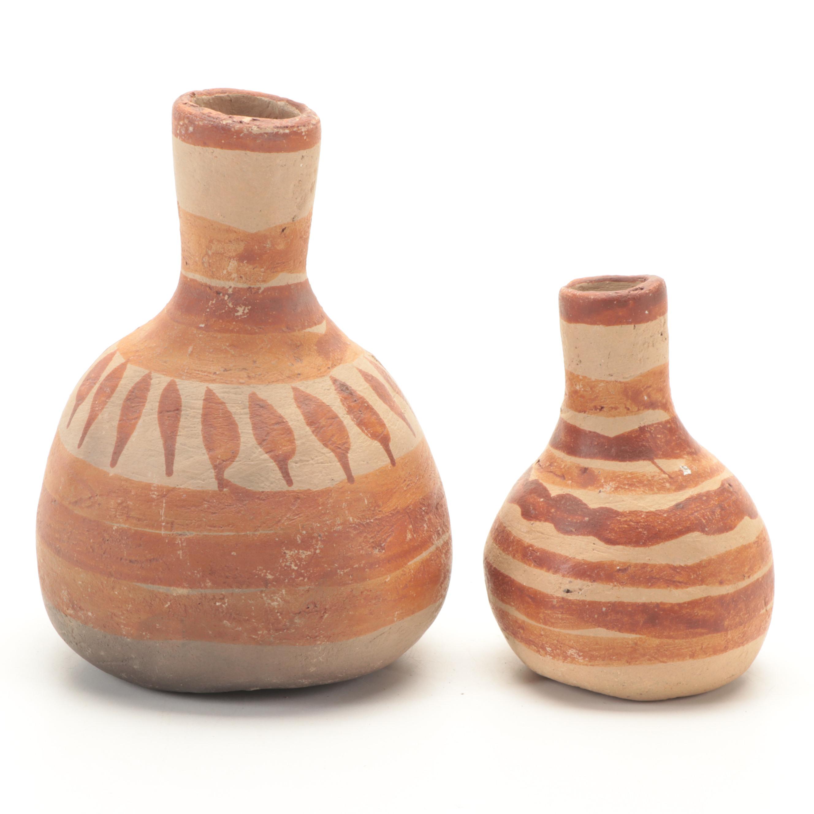 Nemadji Pottery and Other Hand-Painted Pottery Vases and Bowls