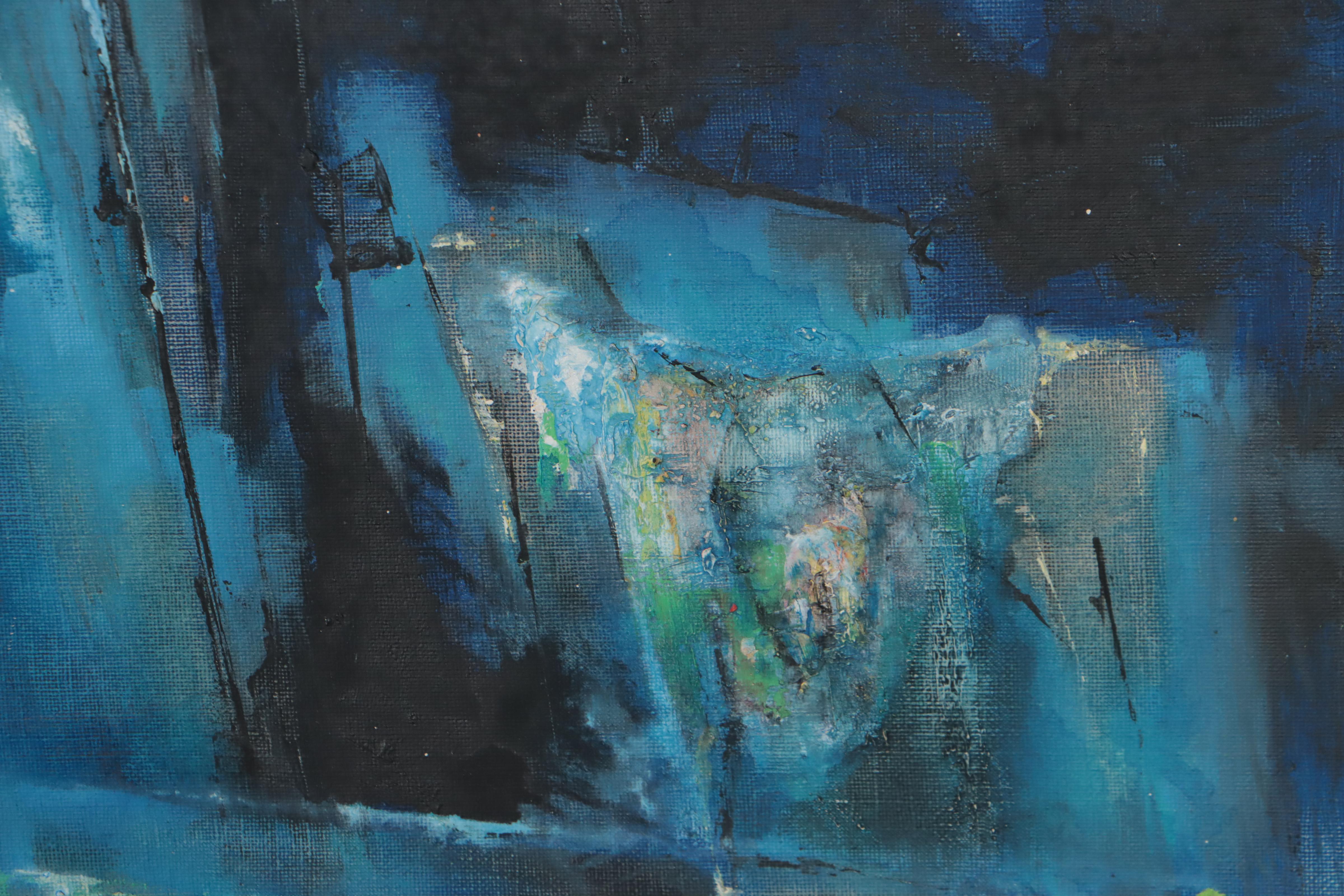 Charles Ragland Bunnell Modernist Abstract Oil Painting, 1958