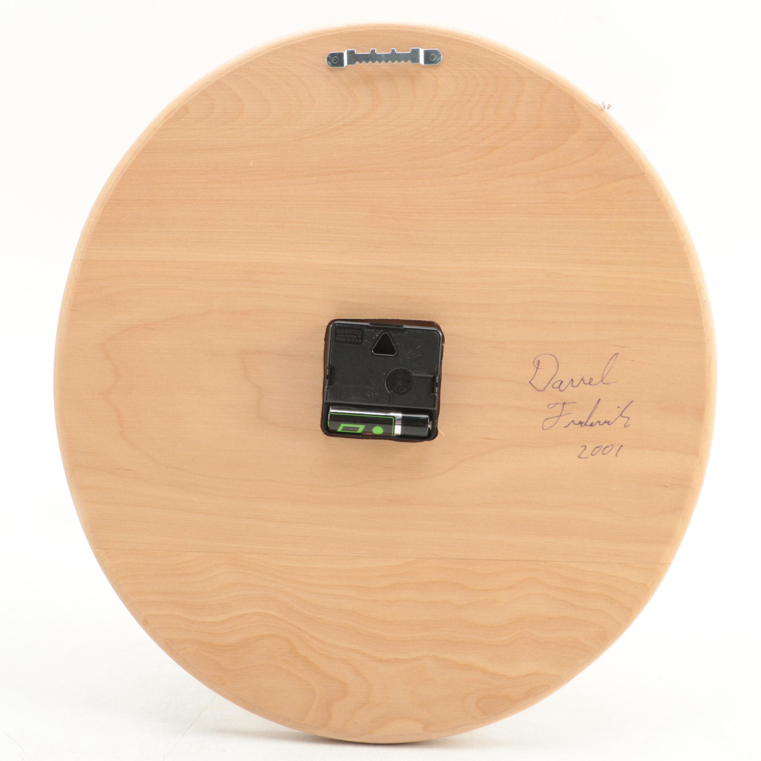 Pyrography Wooden Clock and Bowls with Other Carved Wood Décor