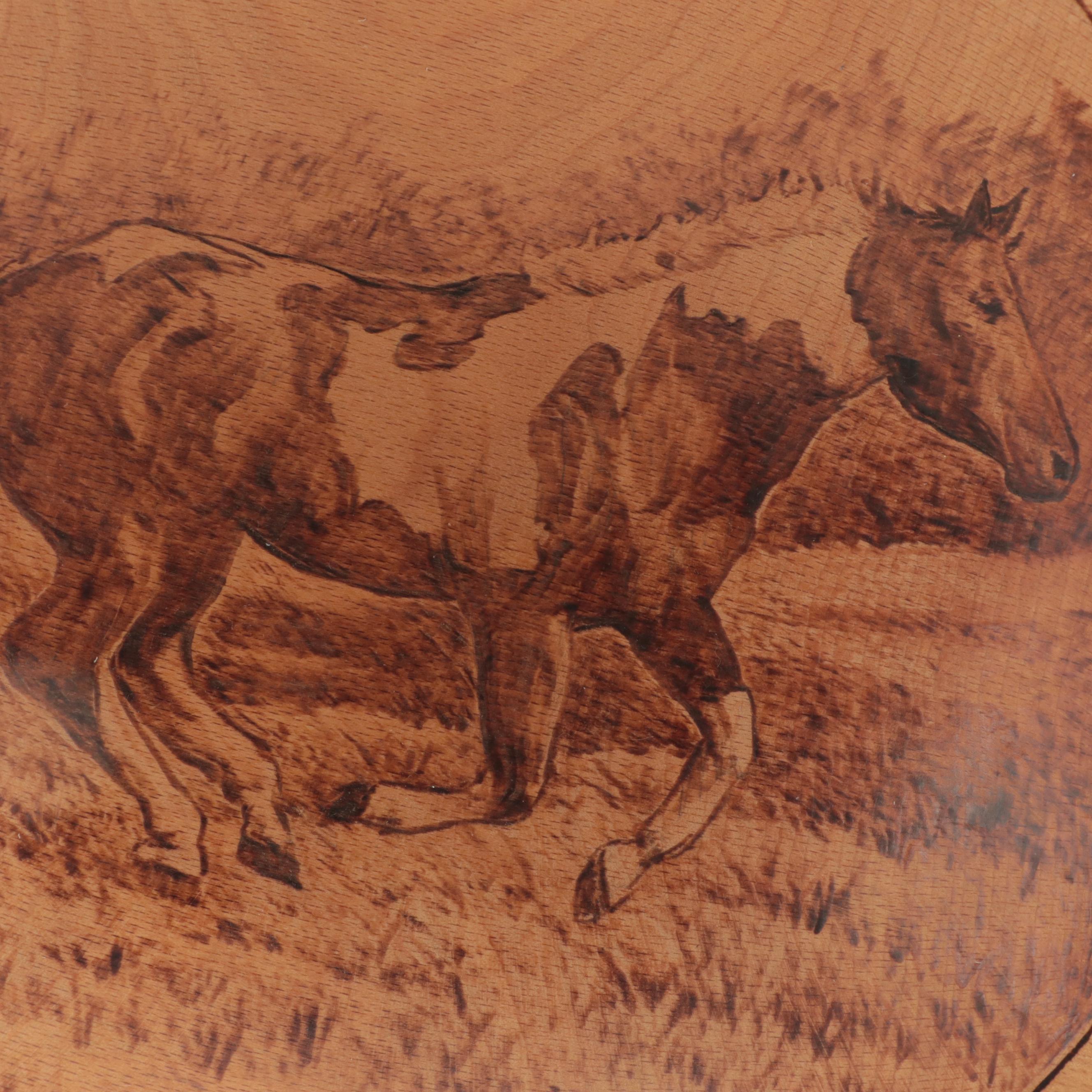 Pyrography Wooden Clock and Bowls with Other Carved Wood Décor