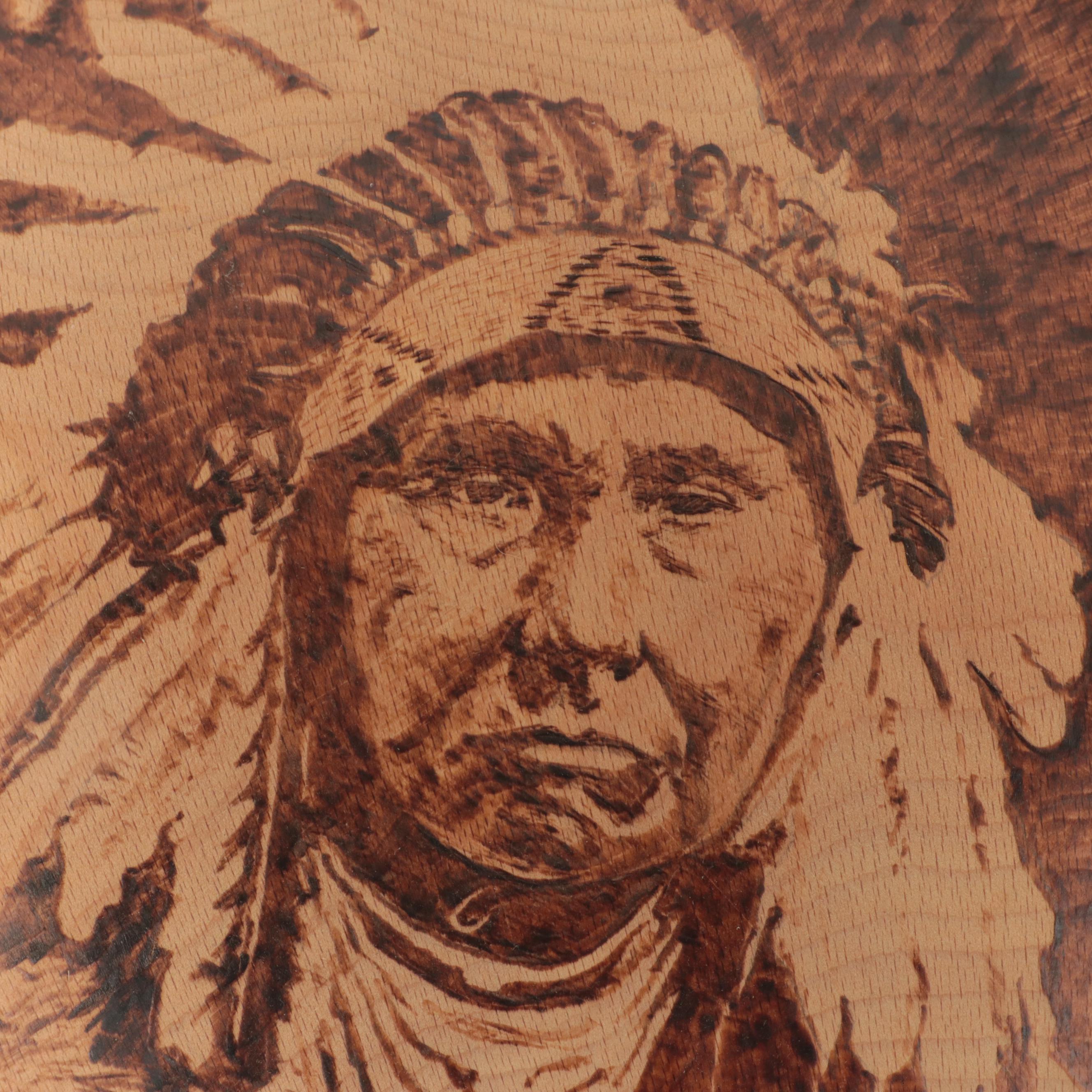 Pyrography Wooden Clock and Bowls with Other Carved Wood Décor