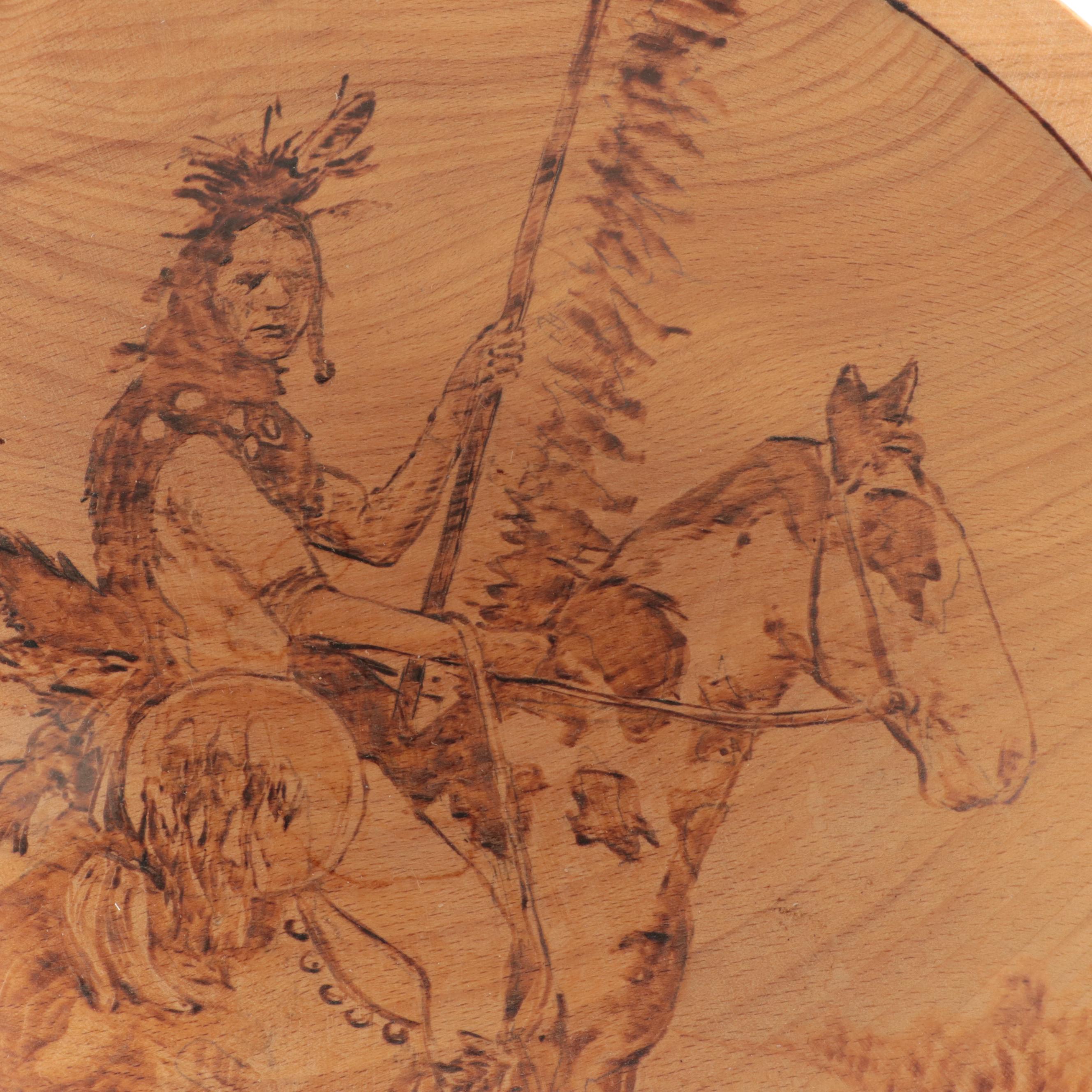 Pyrography Wooden Clock and Bowls with Other Carved Wood Décor