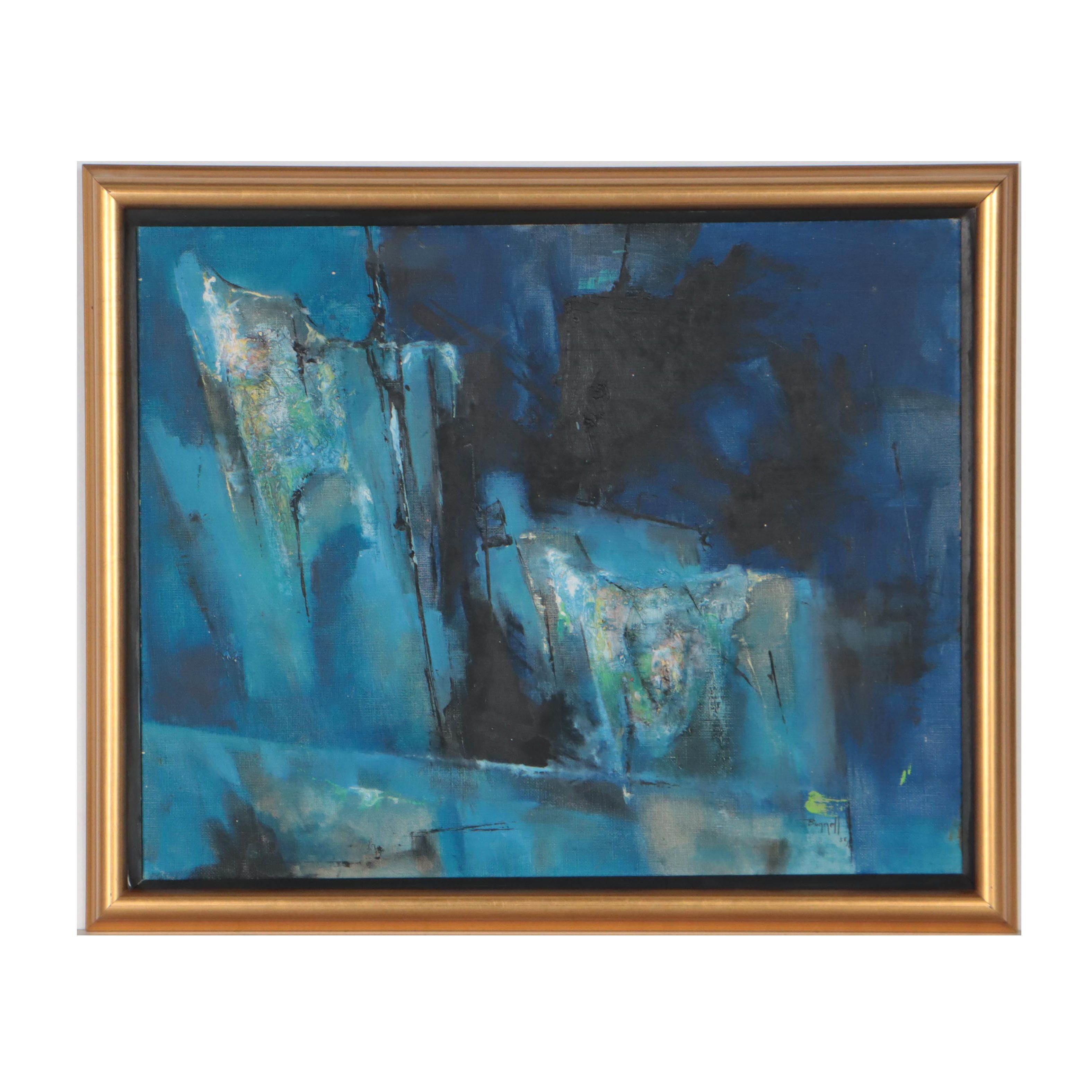 Charles Ragland Bunnell Modernist Abstract Oil Painting, 1958