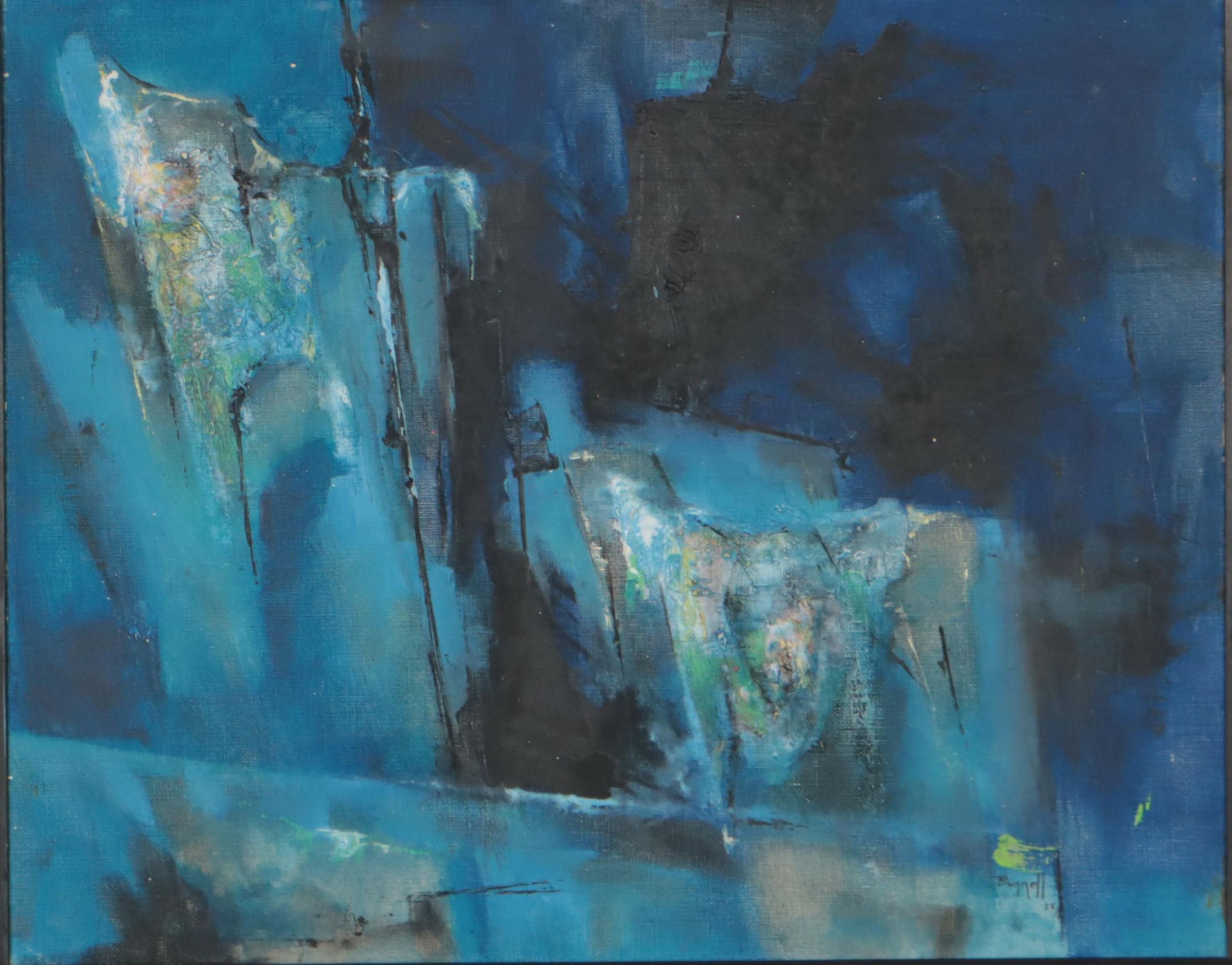 Charles Ragland Bunnell Modernist Abstract Oil Painting, 1958