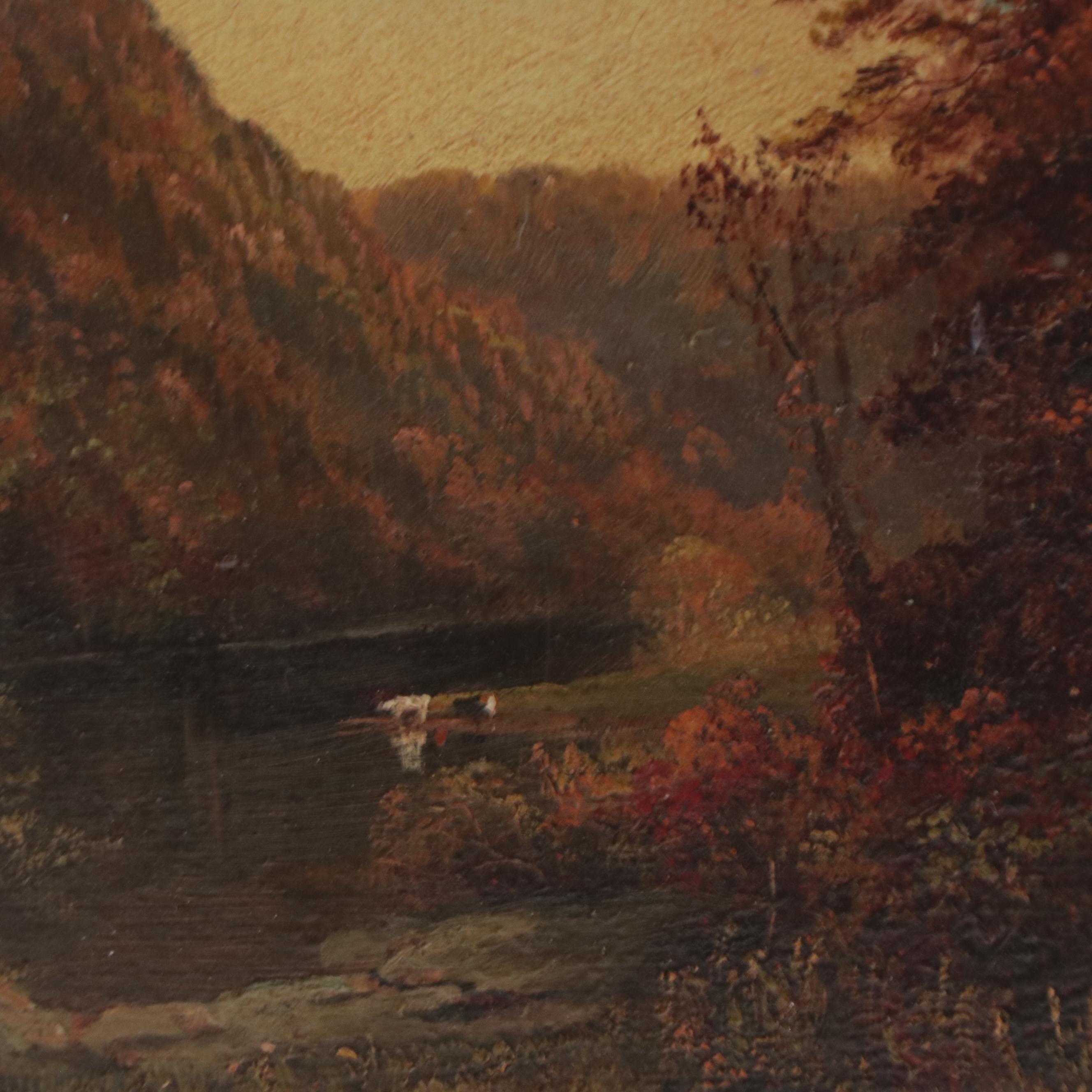 Pastoral River Landscape Oil Painting