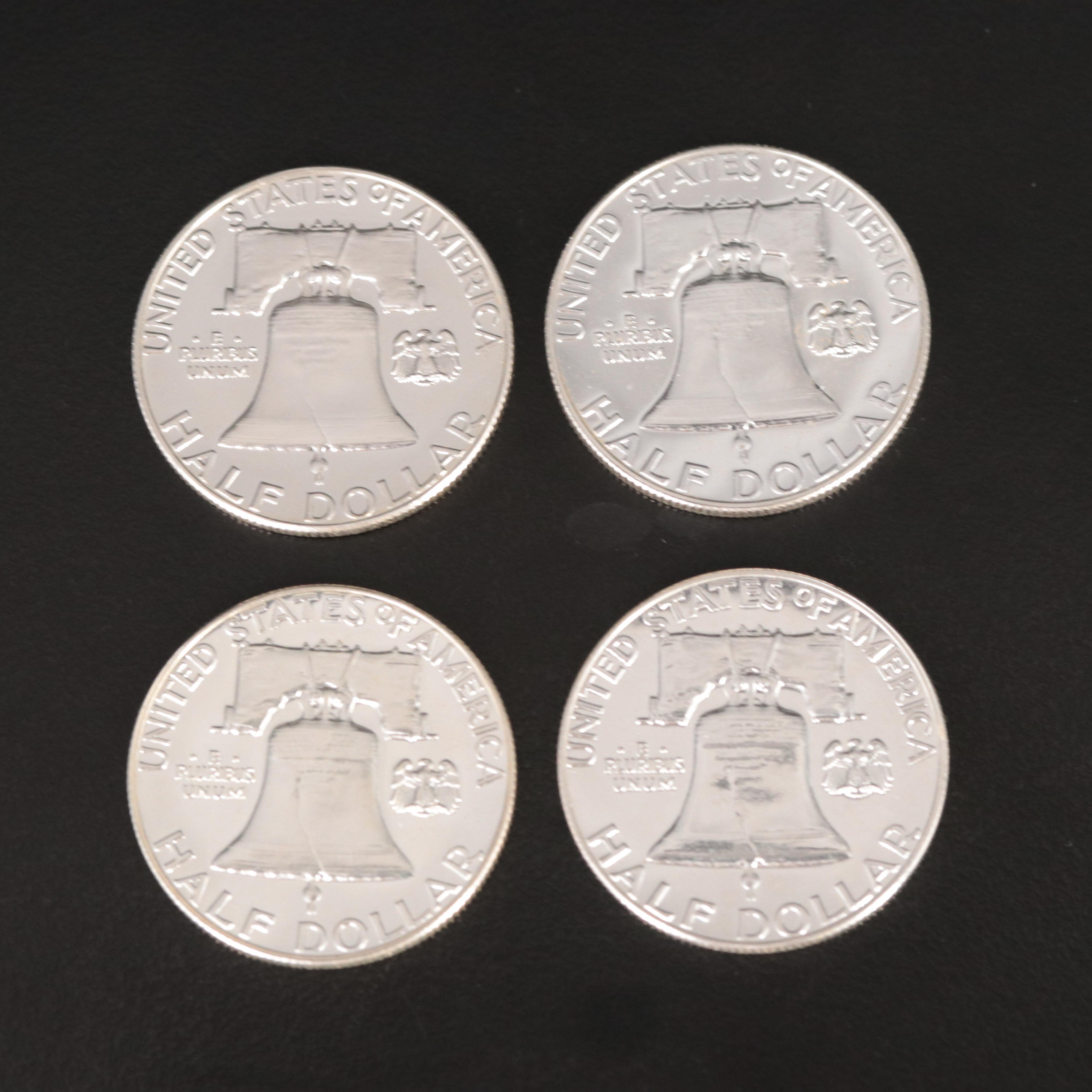 Ten 1962 and 1963 Proof 90% Silver Franklin Half Dollars