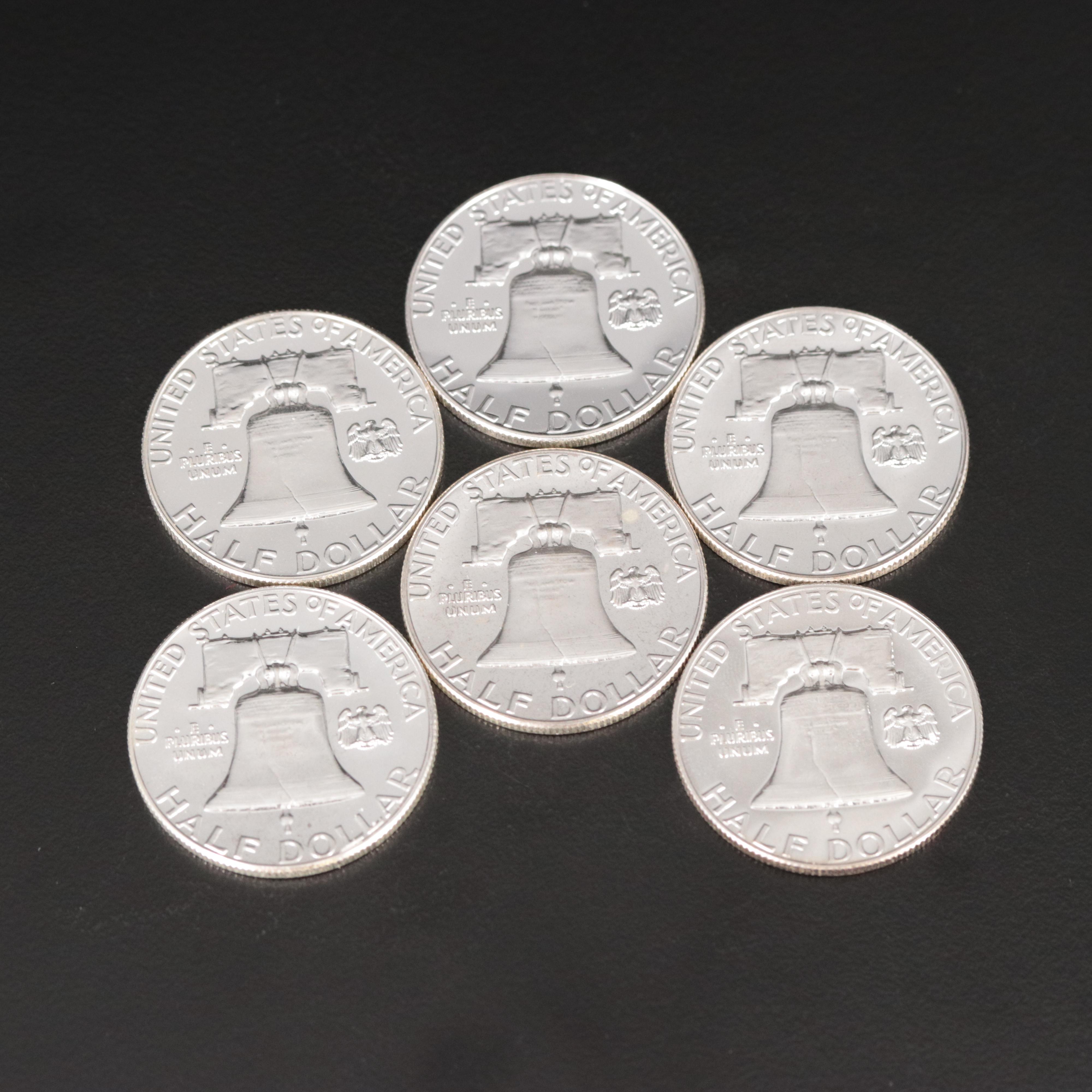 Ten 1962 and 1963 Proof 90% Silver Franklin Half Dollars