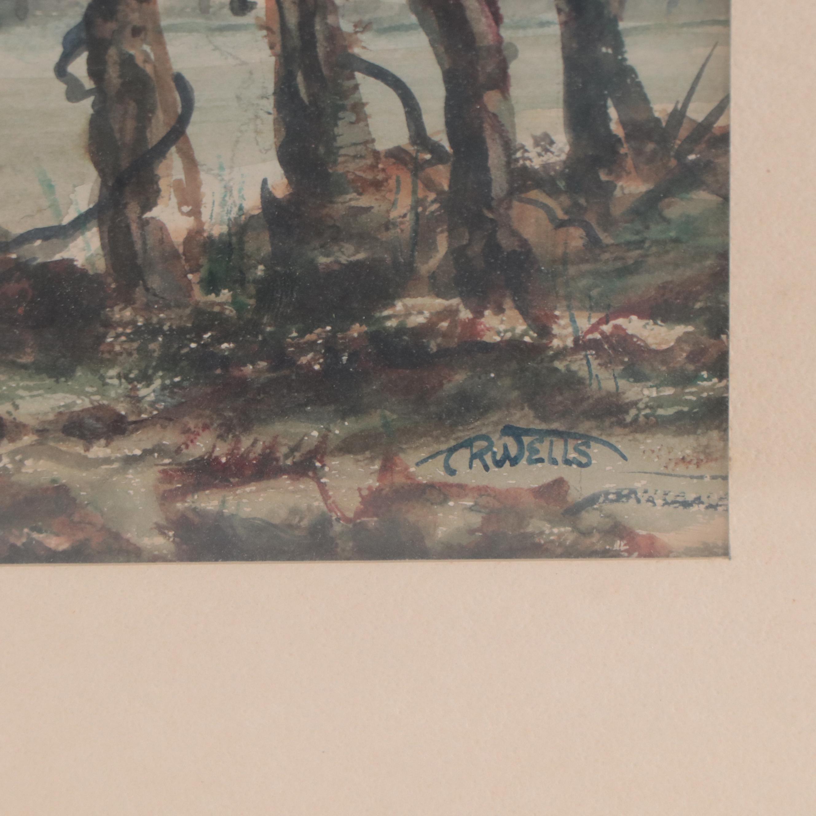 Harbor Scene Watercolor Painting "Low Tide"