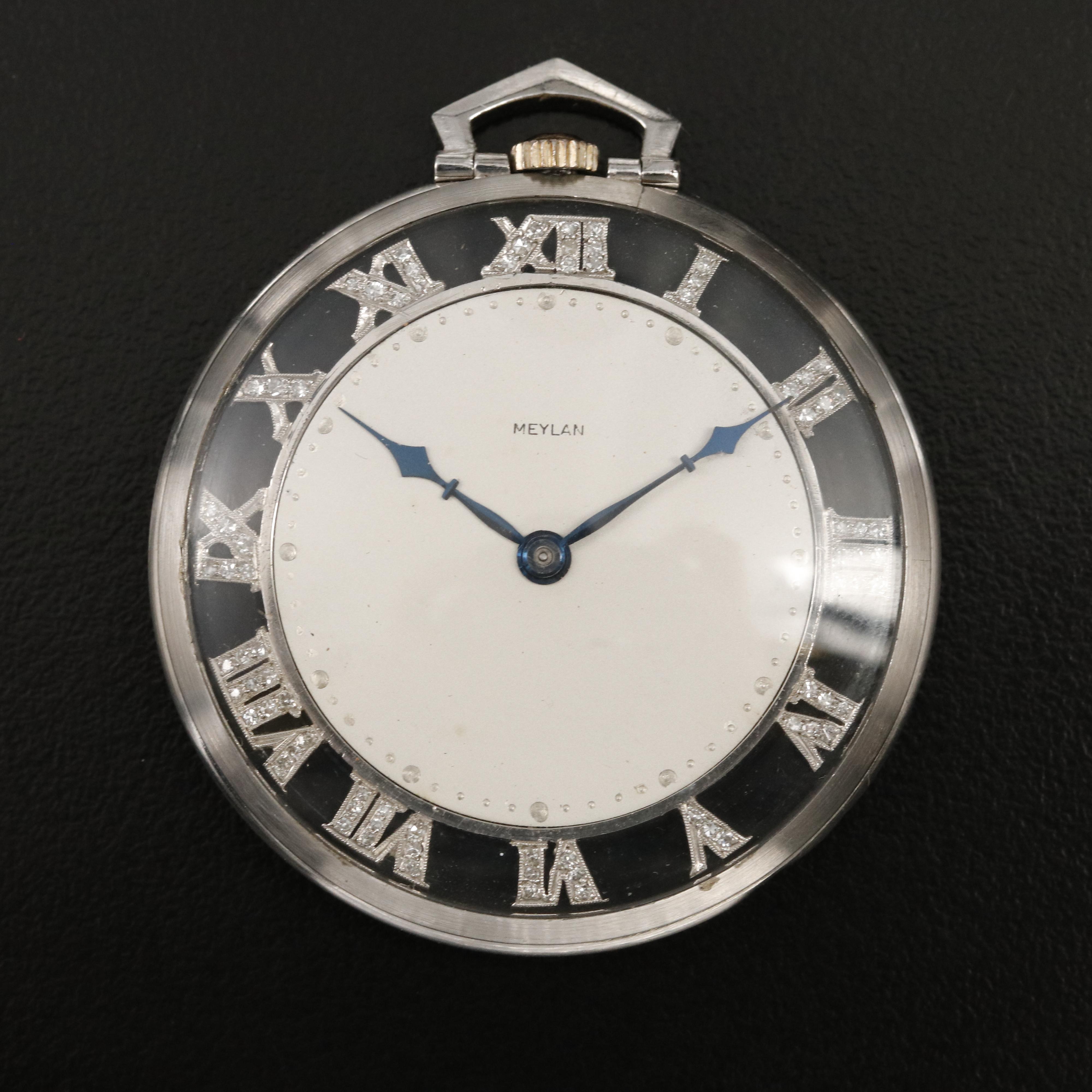Platinum Meylan Diamond Pocket Watch