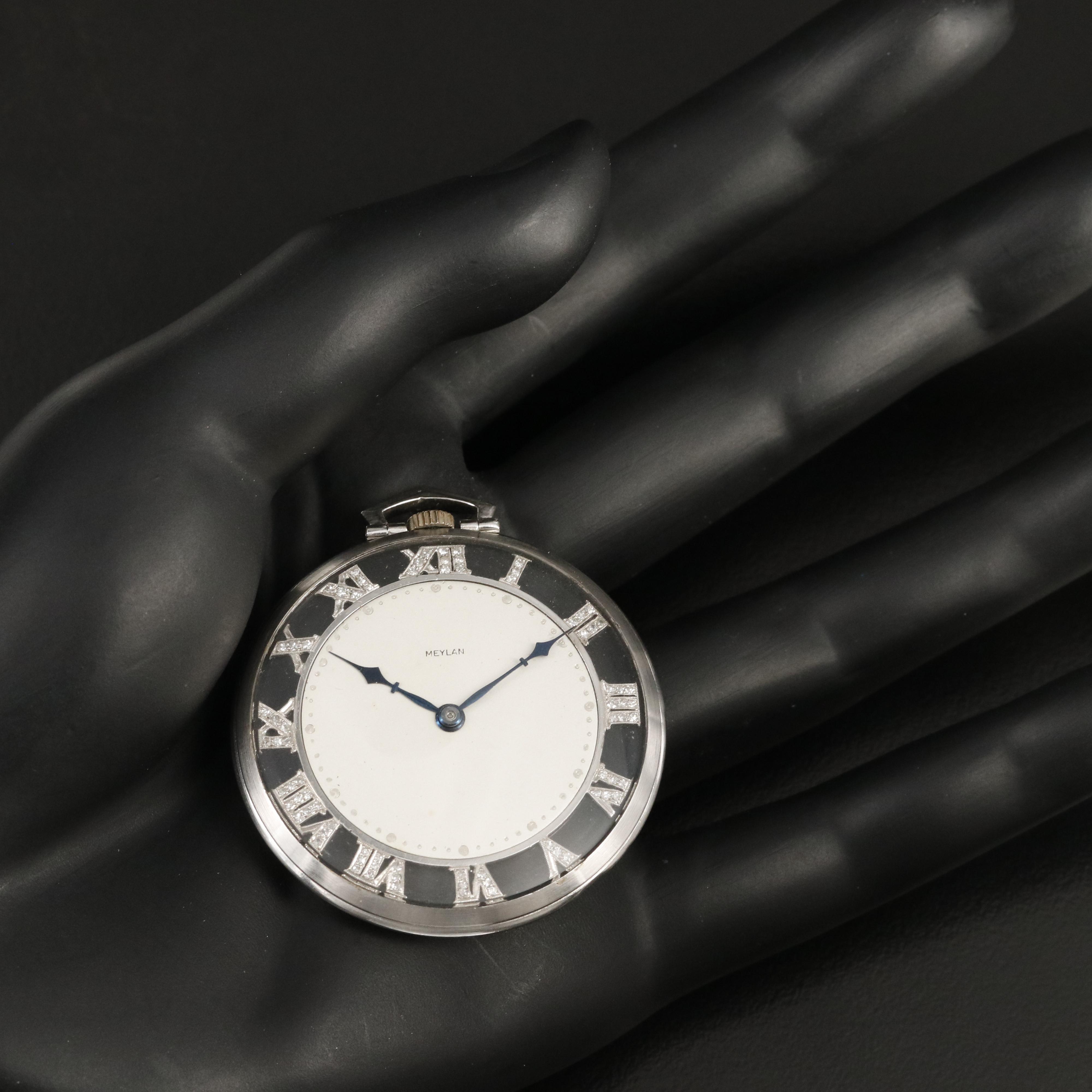 Platinum Meylan Diamond Pocket Watch