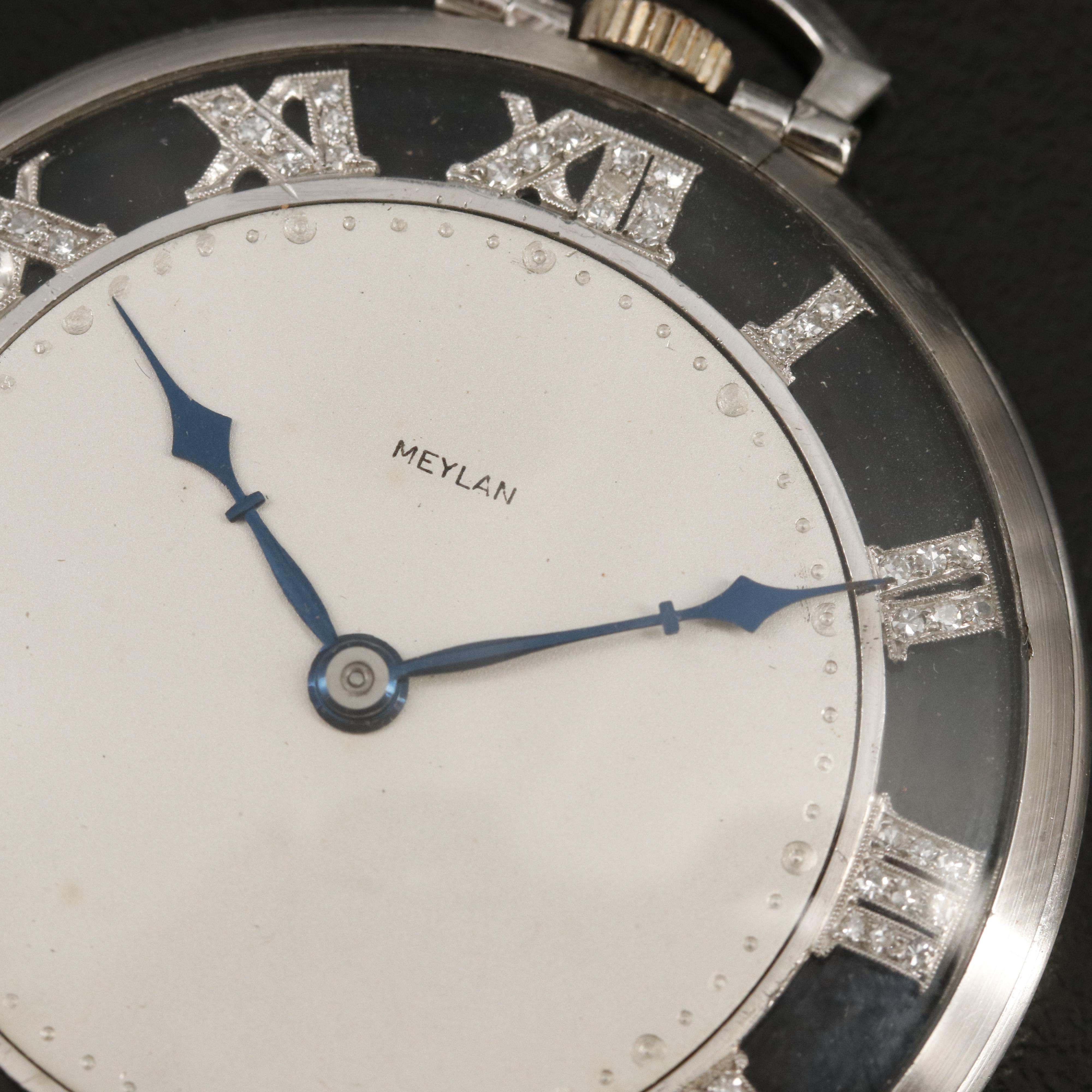 Platinum Meylan Diamond Pocket Watch