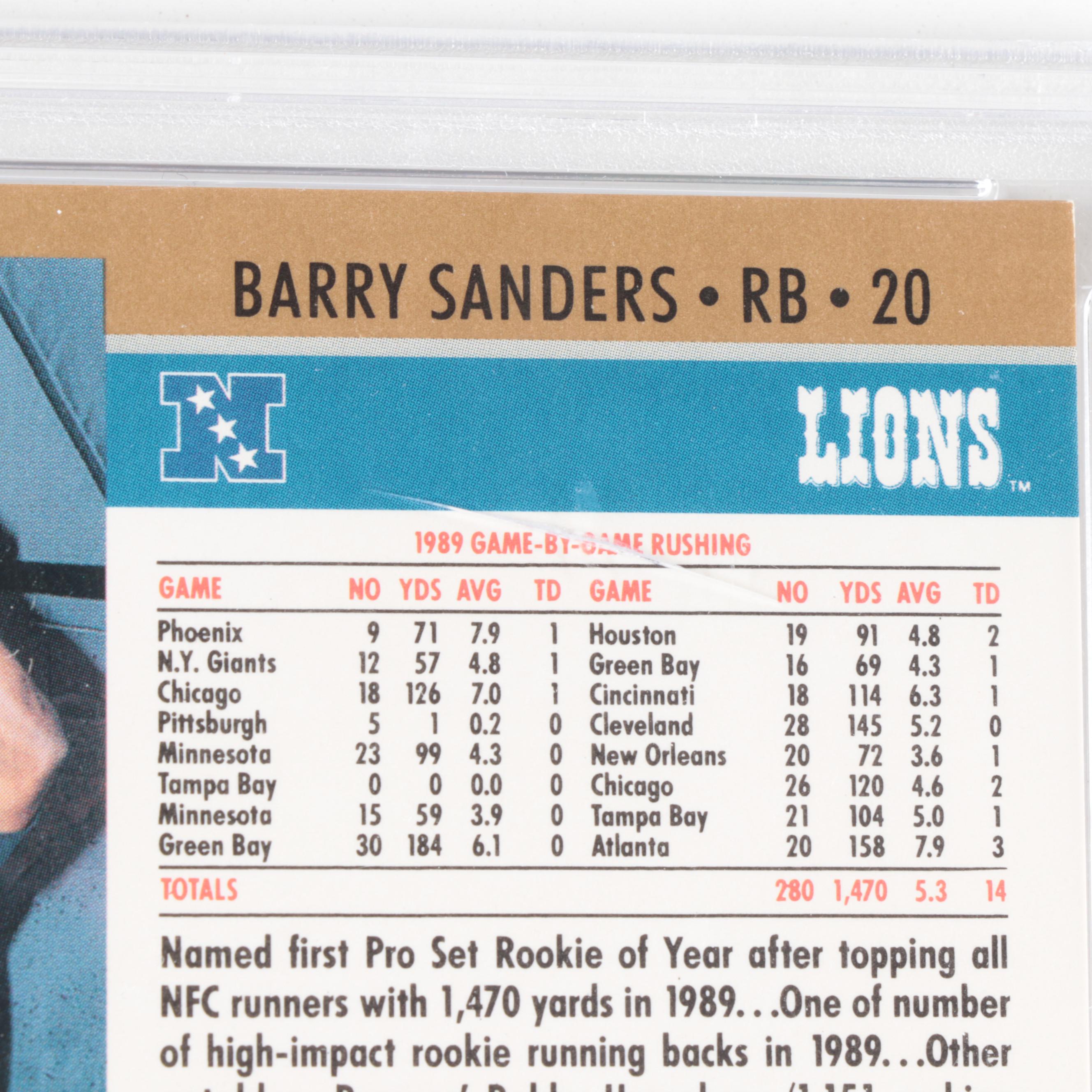 1990 NFL Pro Set Barry Sanders Rookie of the Year #1 PSA 7 NM Football Card
