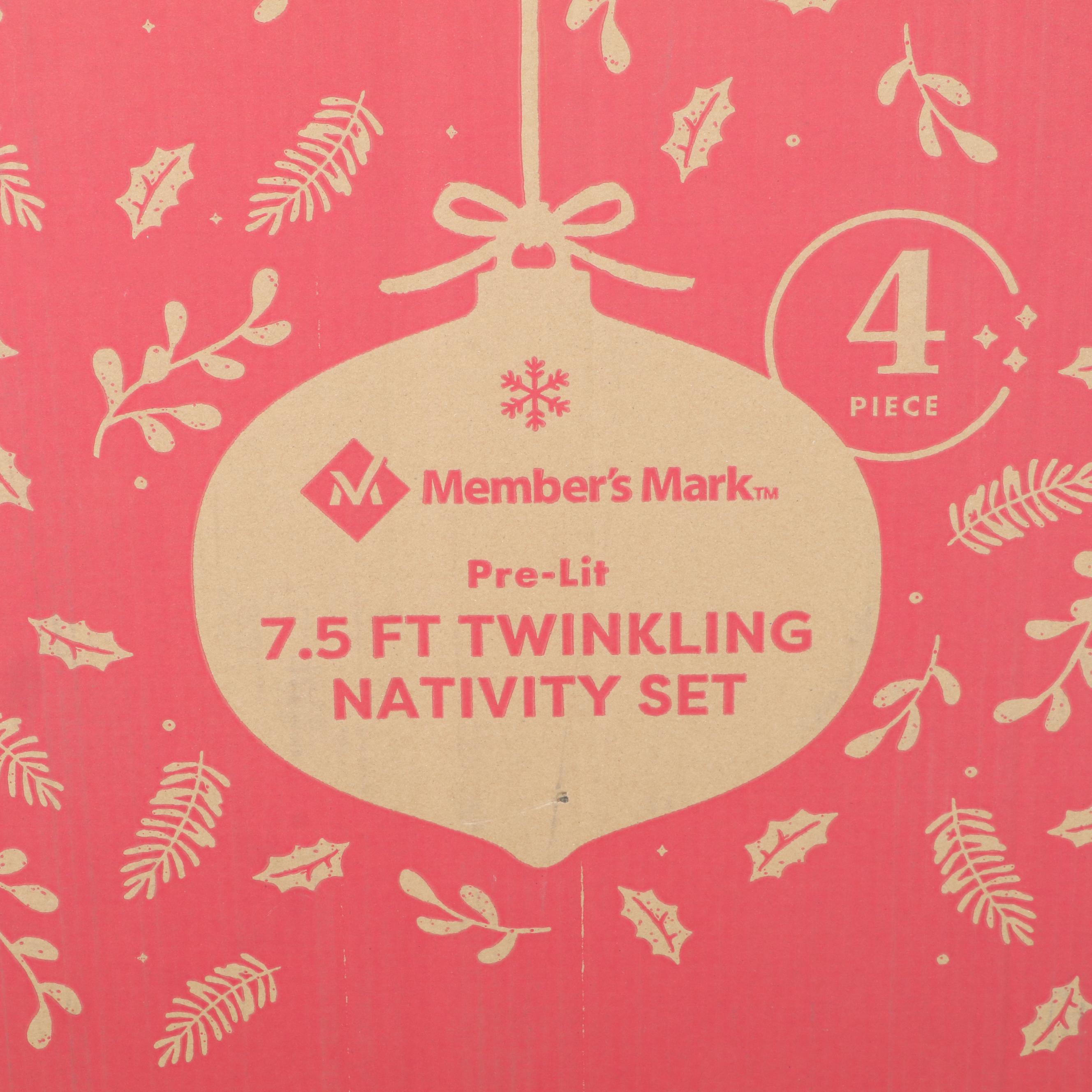Member's Mark Pre-Lit 7'6 Four-Piece Twinkling Nativity Set