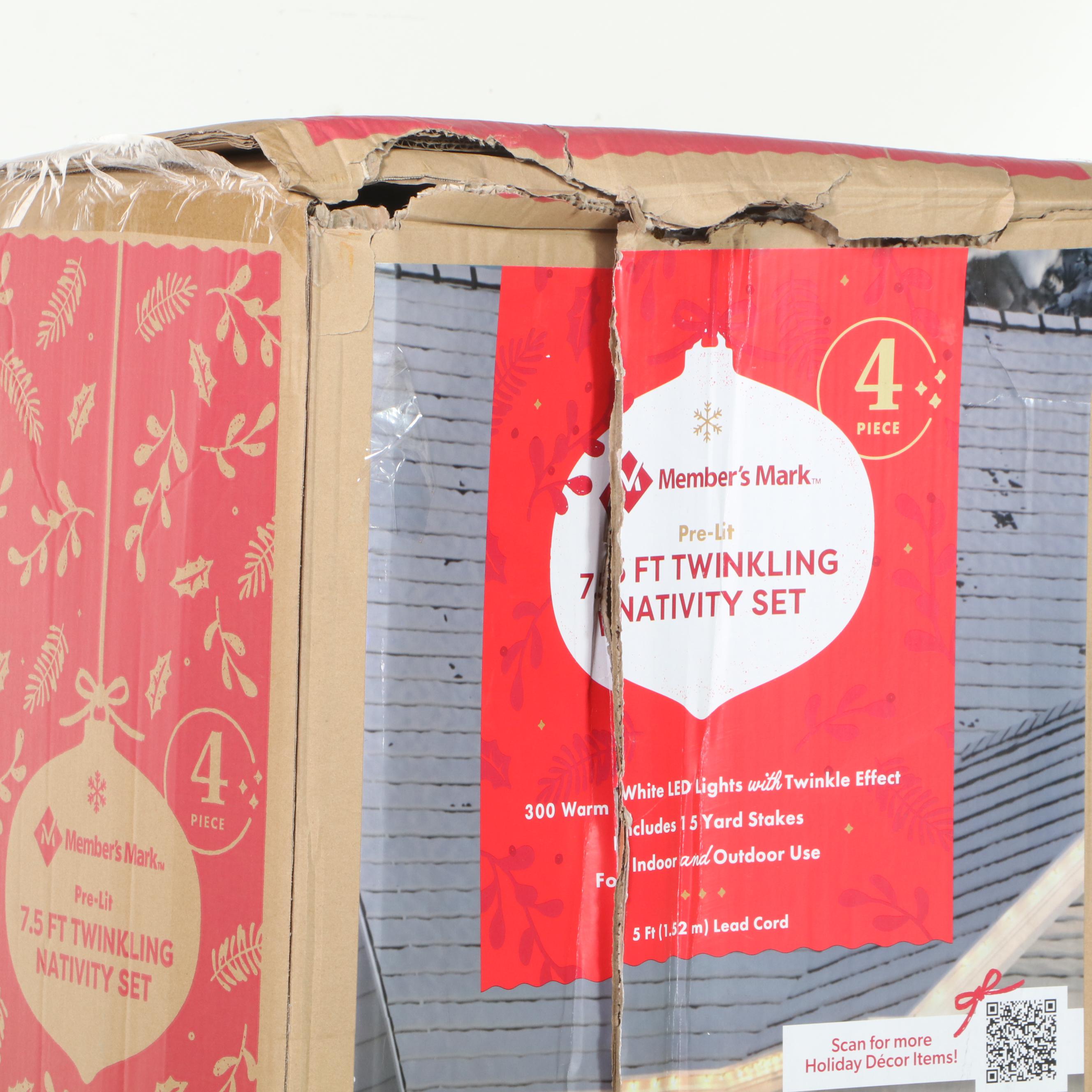 Member's Mark Pre-Lit 7'6 Four-Piece Twinkling Nativity Set