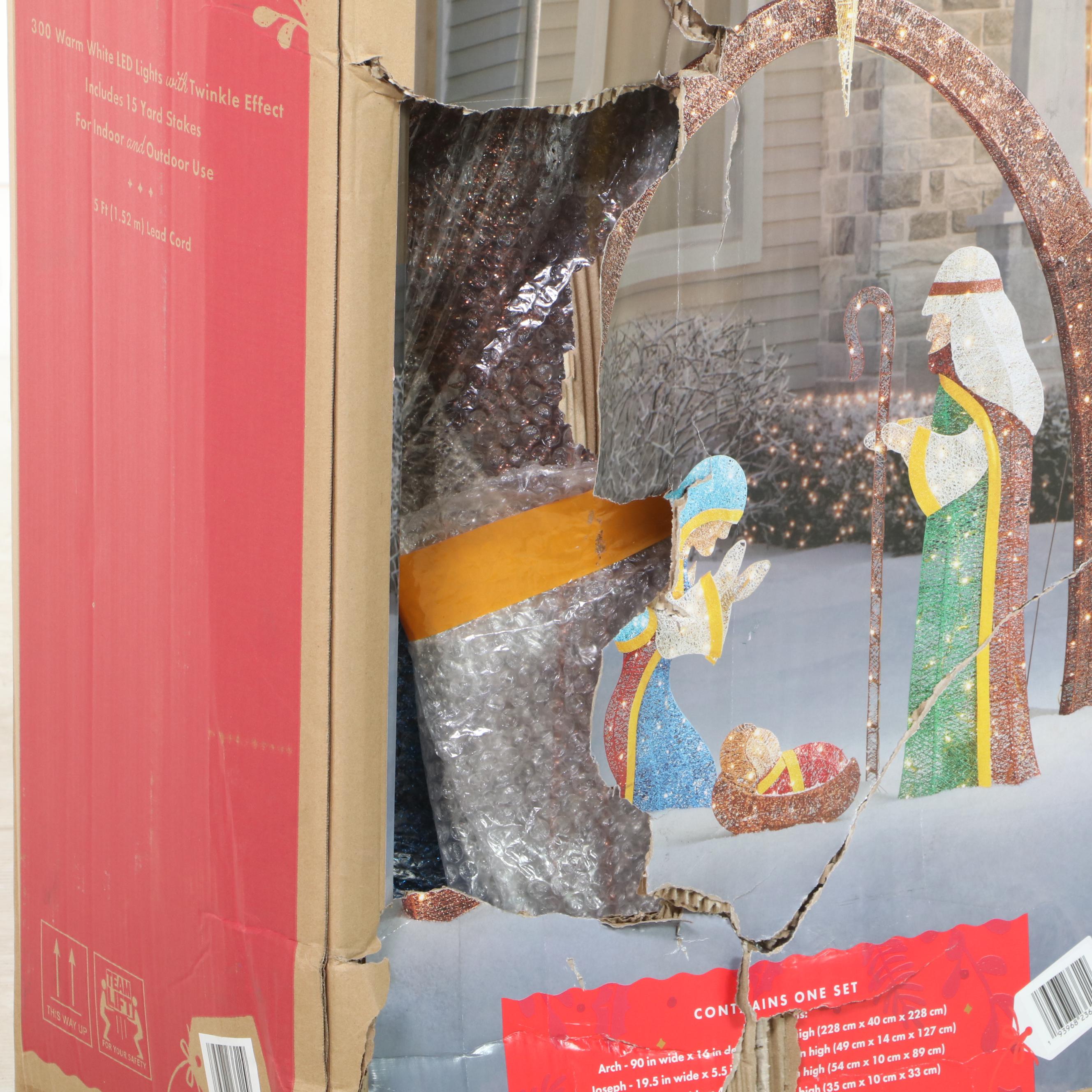 Member's Mark Pre-Lit 7'6 Four-Piece Twinkling Nativity Set