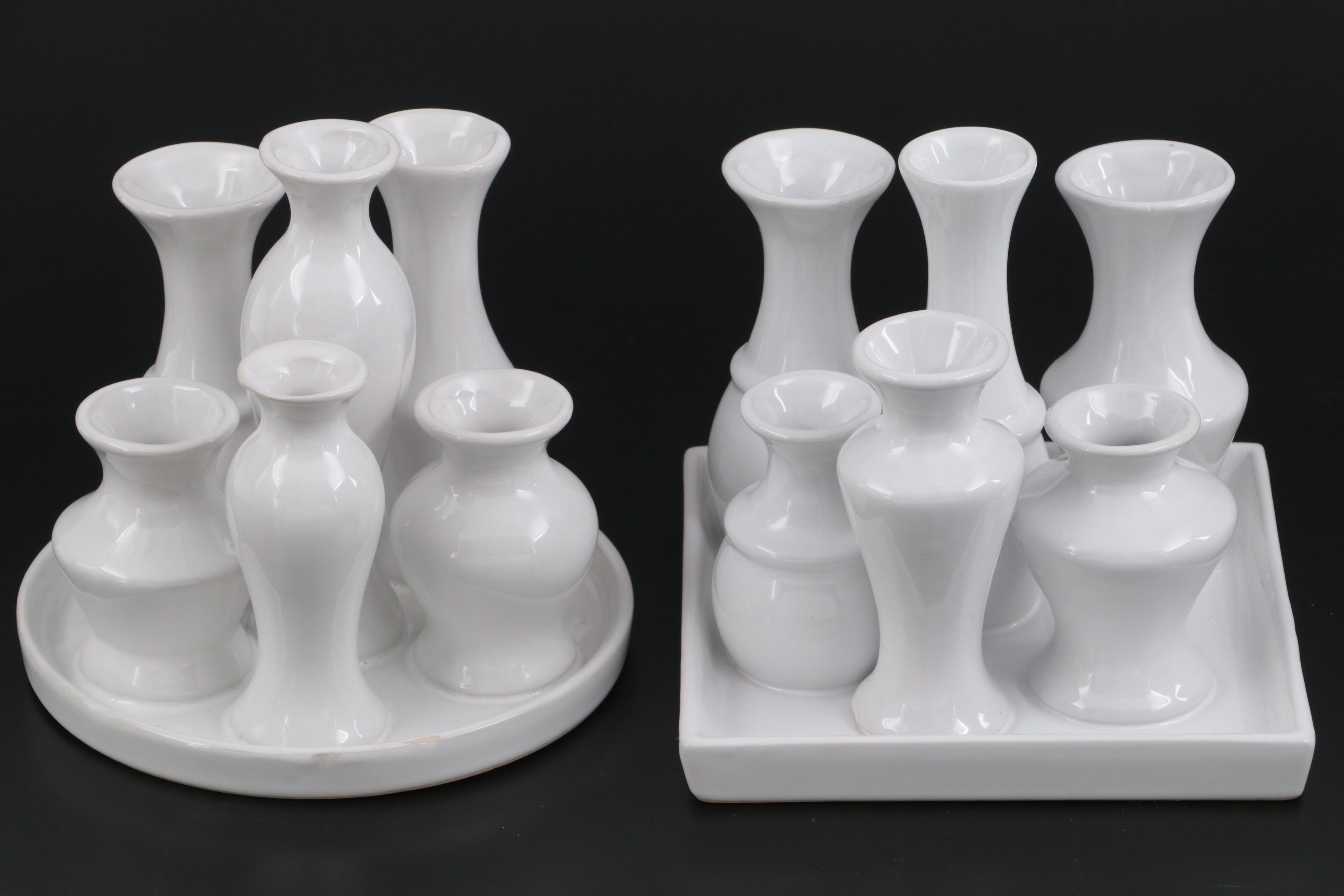 Accent Decor Square Graduated Ceramic Bud Vase Sets